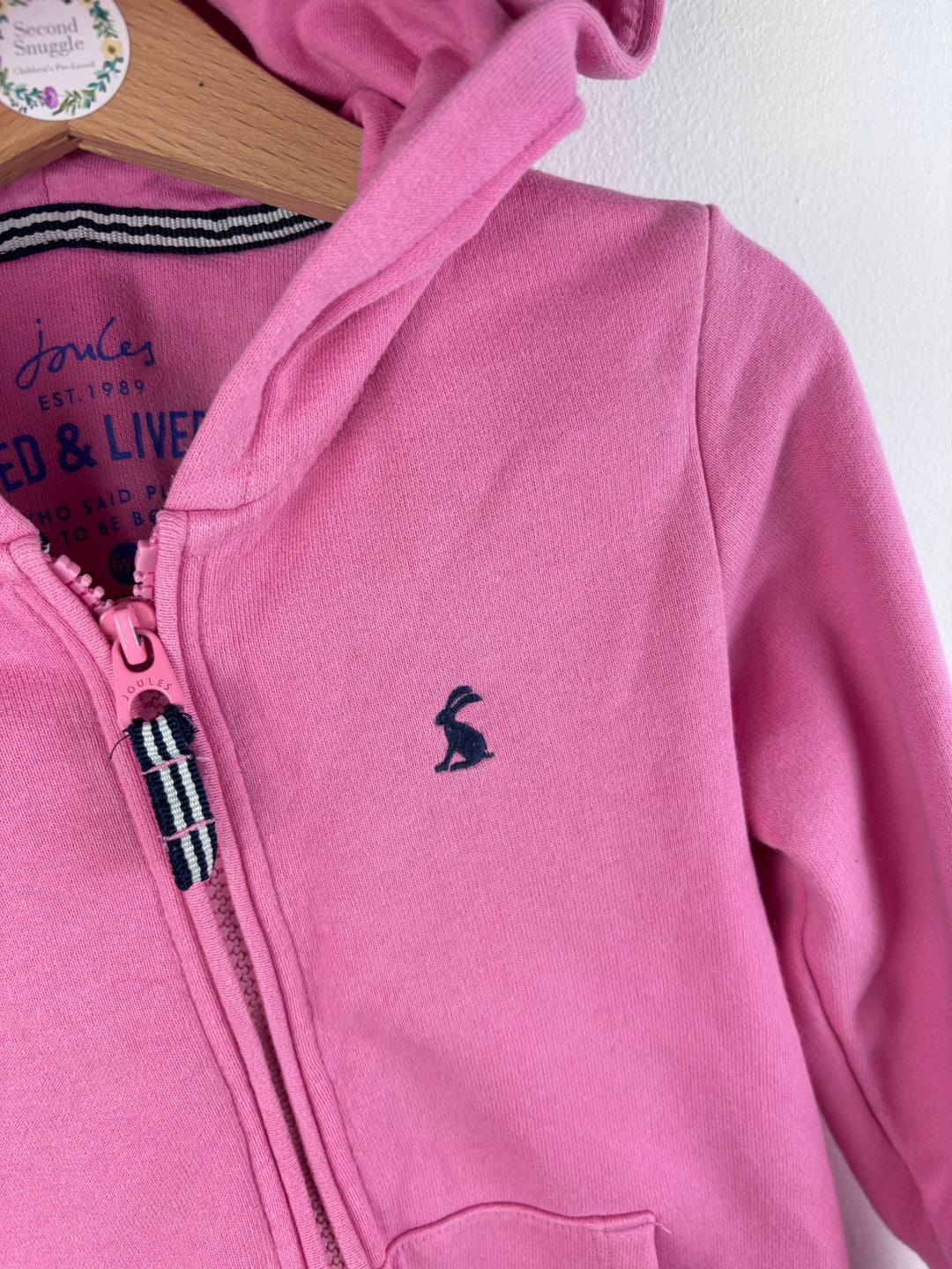 Joules Pink Zip Hoodie Logo Detail 6 Years-Hoodies-Second Snuggle Preloved