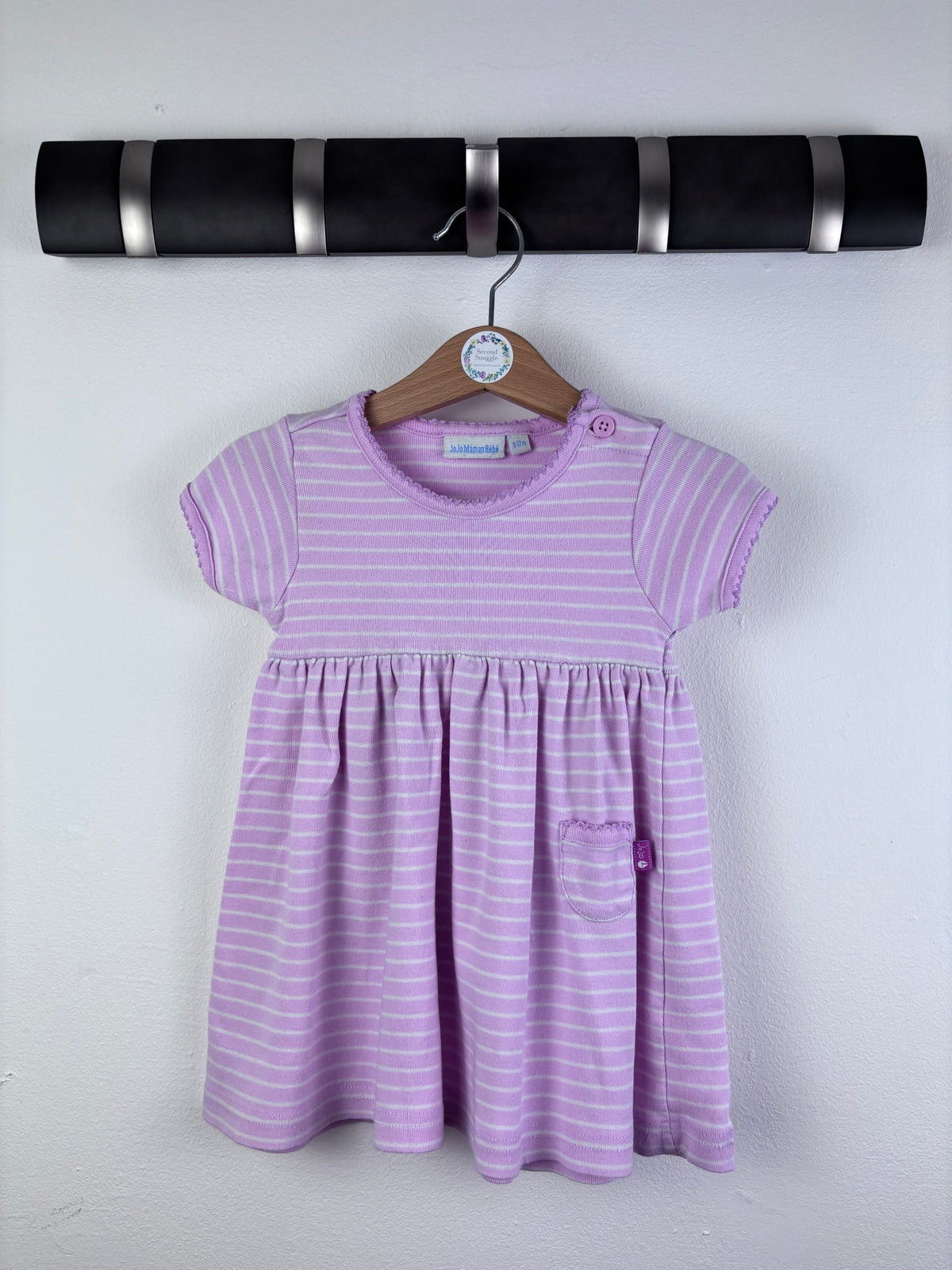 JoJo Maman Bébé Pink Stripe Dress 6-12 Months-Dresses-Second Snuggle Preloved