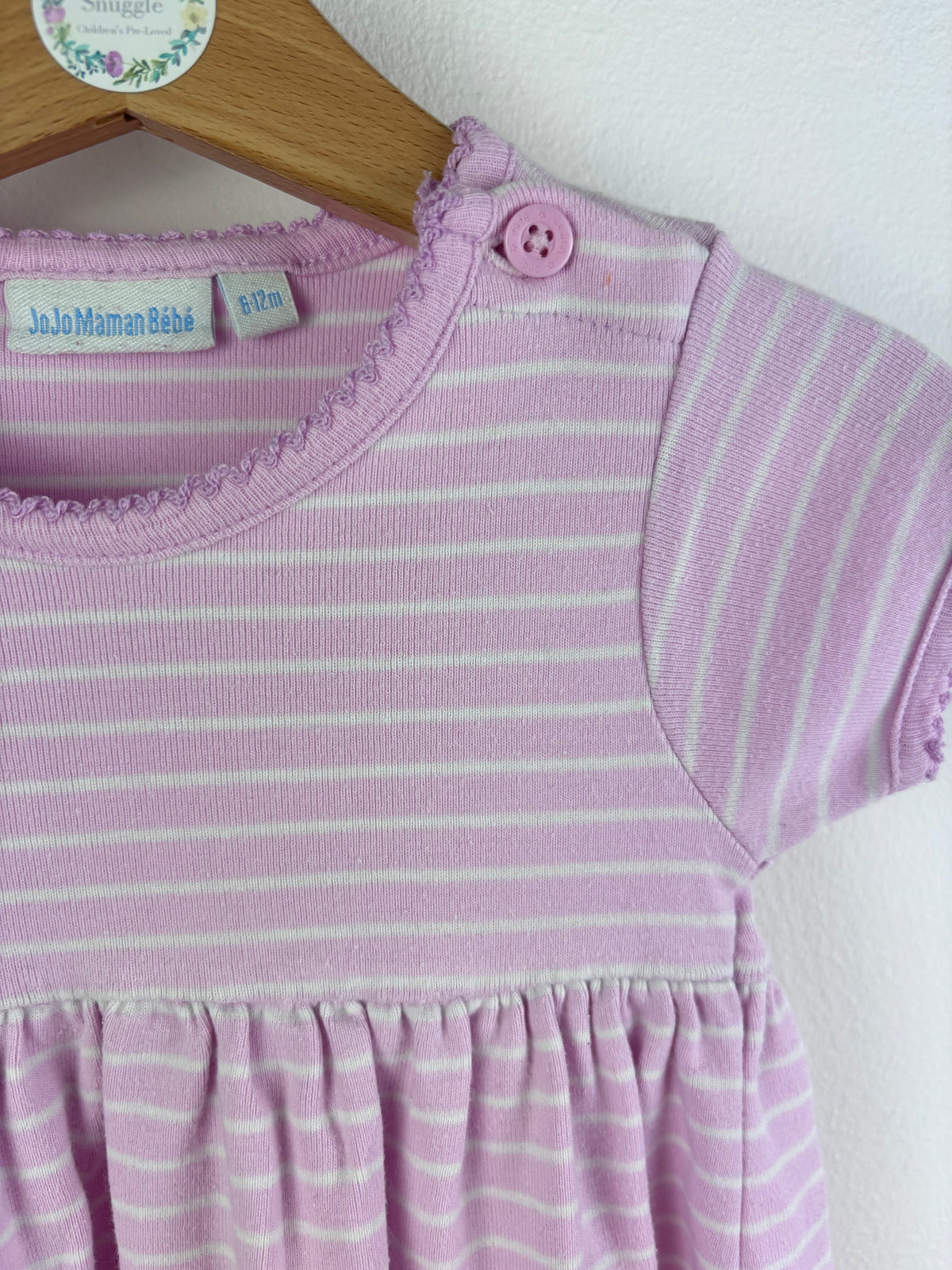 JoJo Maman Bébé Pink Stripe Dress 6-12 Months-Dresses-Second Snuggle Preloved