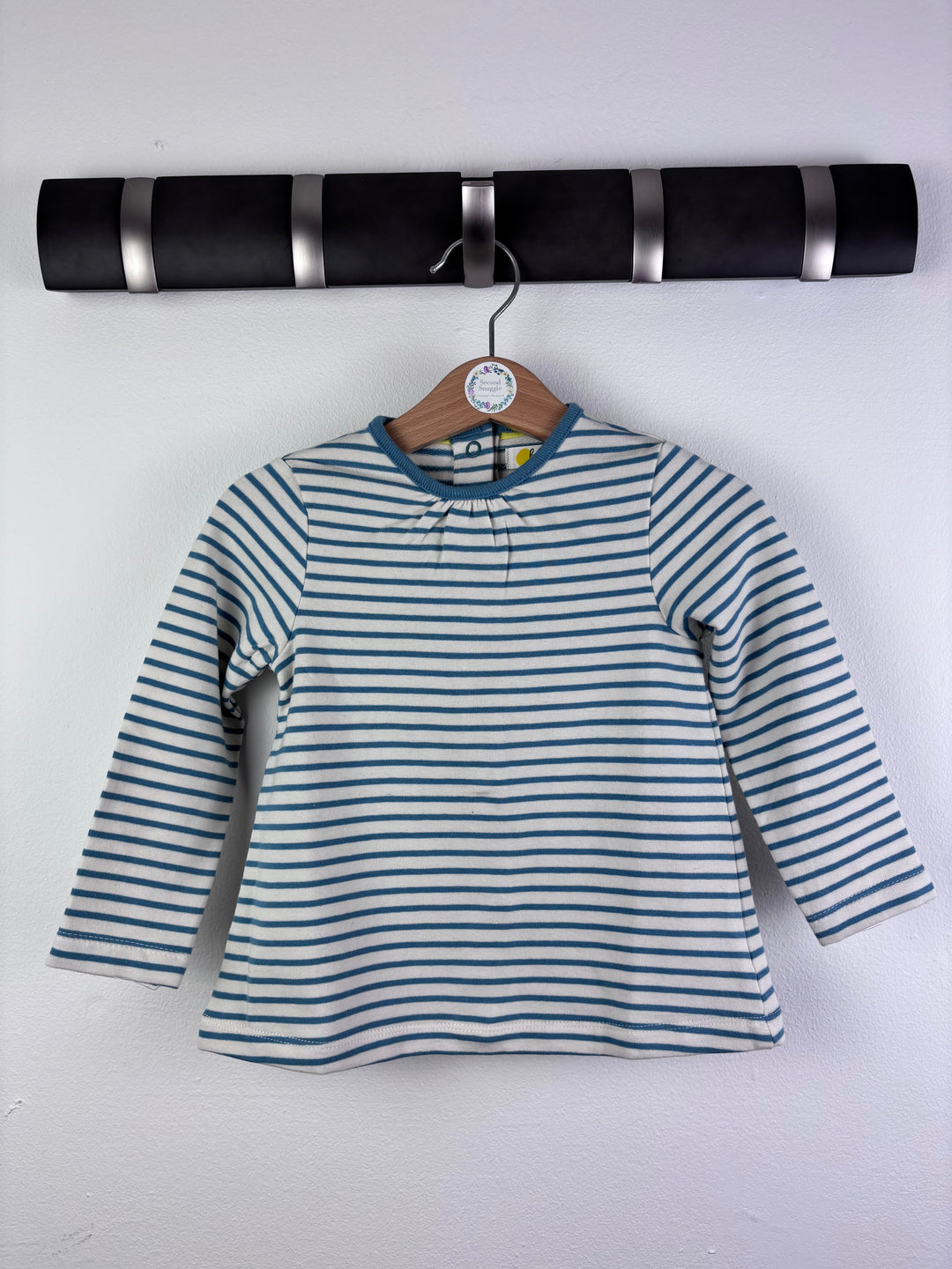 Boden Blue Stripe Long Sleeve Top 12-18 Months