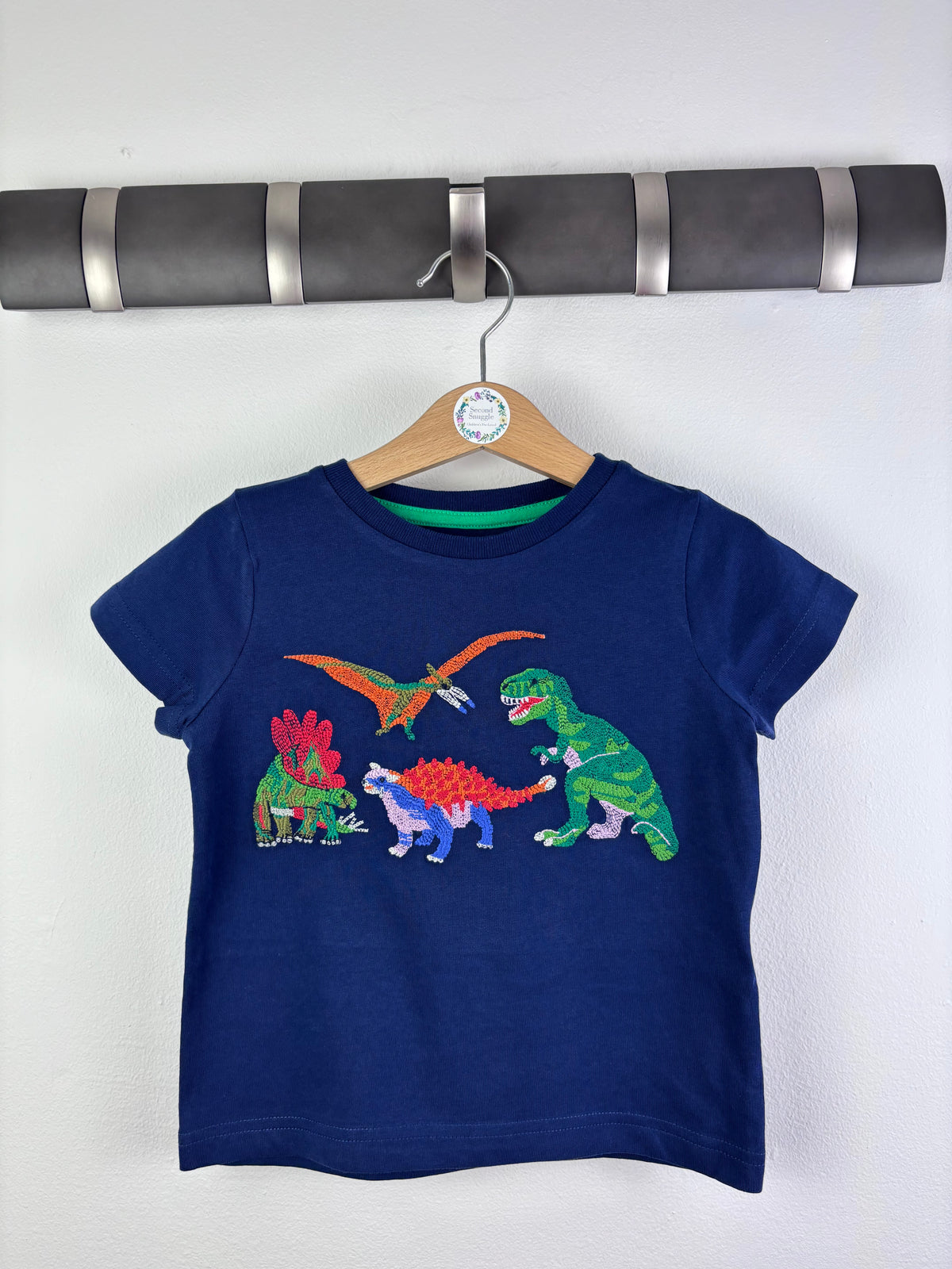 Boden Navy Dinosaur Print T-Shirt-Tops-Second Snuggle Preloved