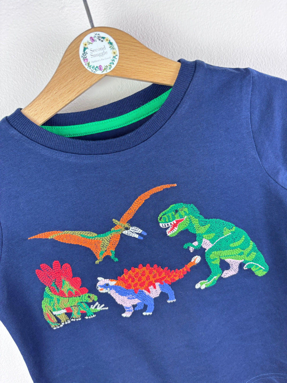Boden Navy Dinosaur Print T-Shirt-Tops-Second Snuggle Preloved
