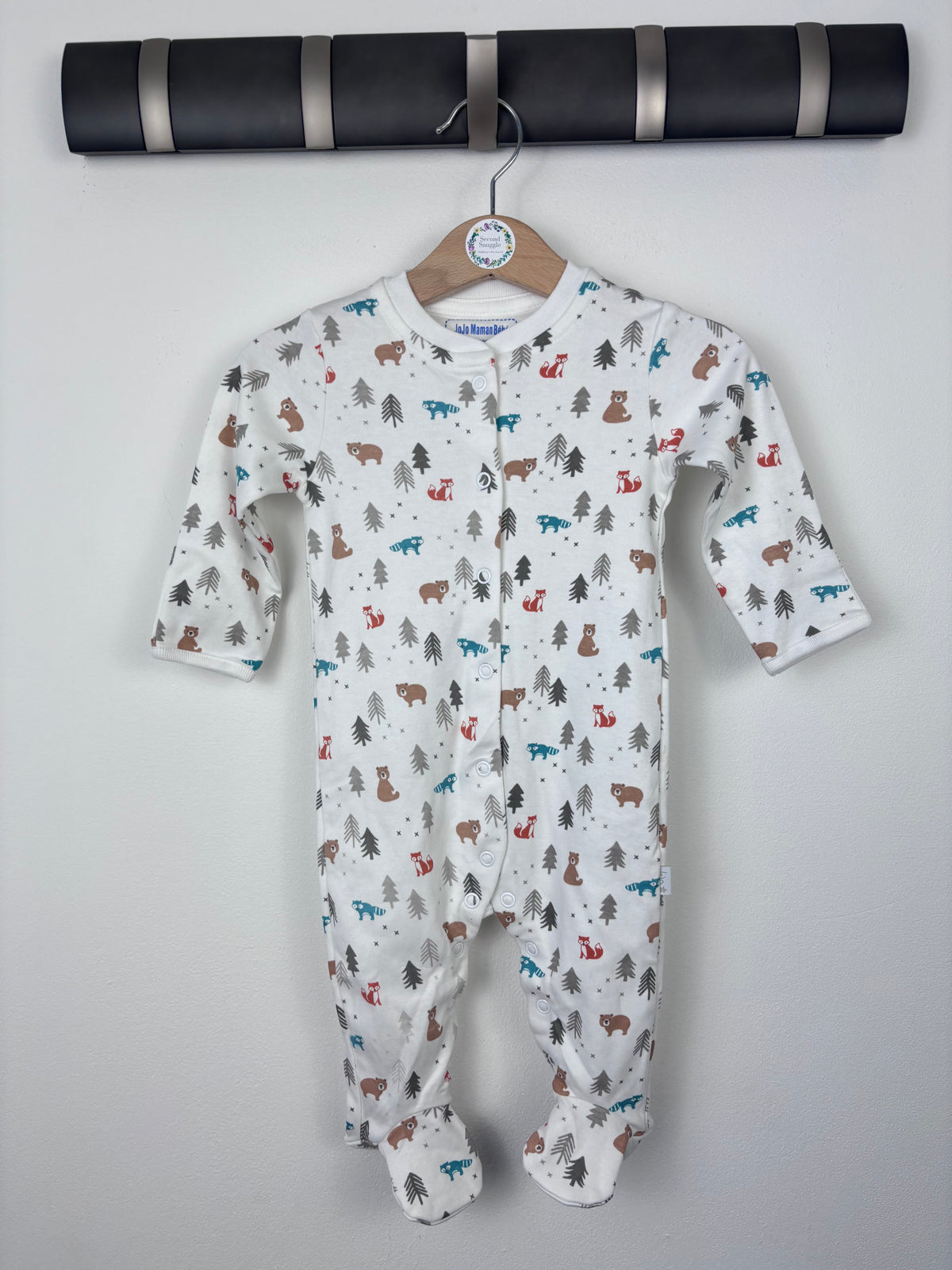 JoJo Maman Bébé Cream Woodland Sleepsuit 3-6 Months-Sleepsuits-Second Snuggle Preloved