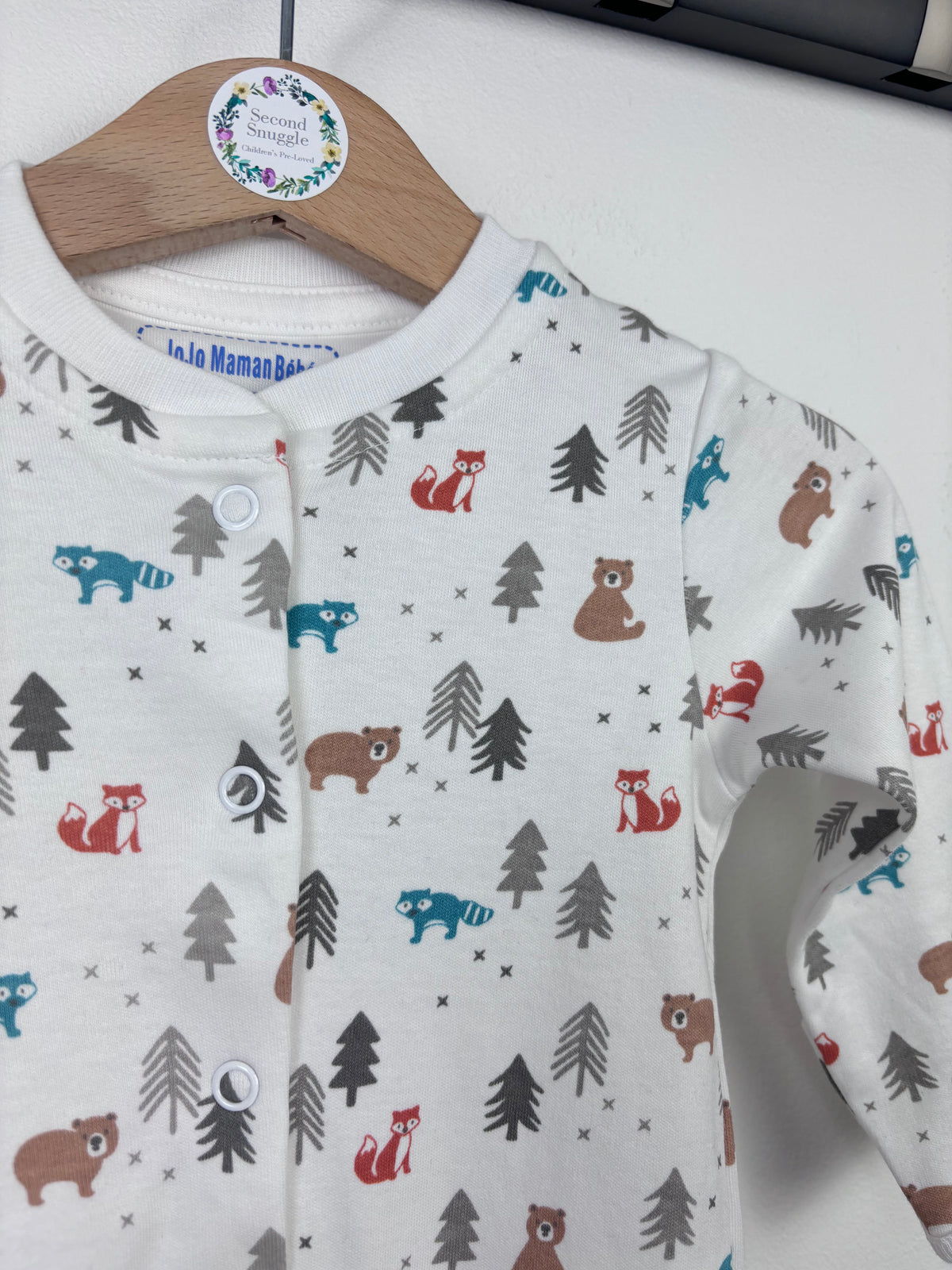 JoJo Maman Bébé Cream Woodland Sleepsuit 3-6 Months-Sleepsuits-Second Snuggle Preloved