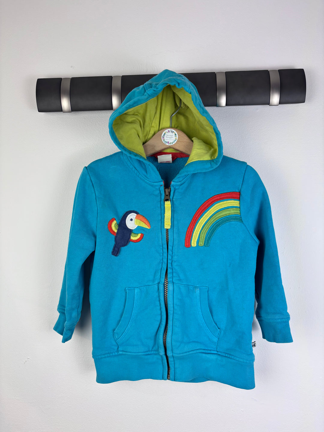 Frugi Blue Toucan Rainbow Hoodie 2-3 Years-Hoodies-Second Snuggle Preloved