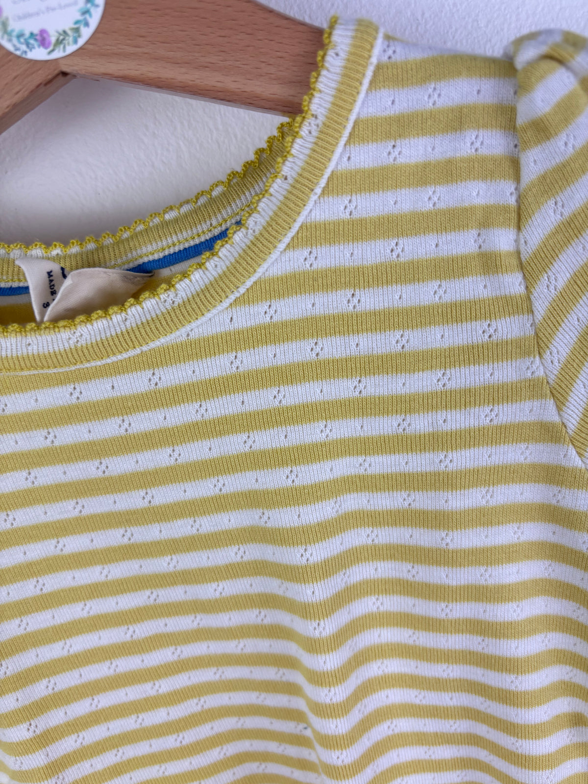 Boden Yellow White Stripe T-Shirt 3-4 Years-Tops-Second Snuggle Preloved