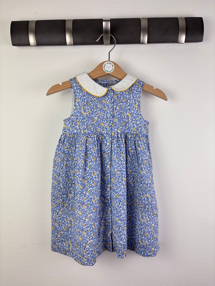 JoJo Maman Bébé Blue Floral Collar Dress 12-18 Months