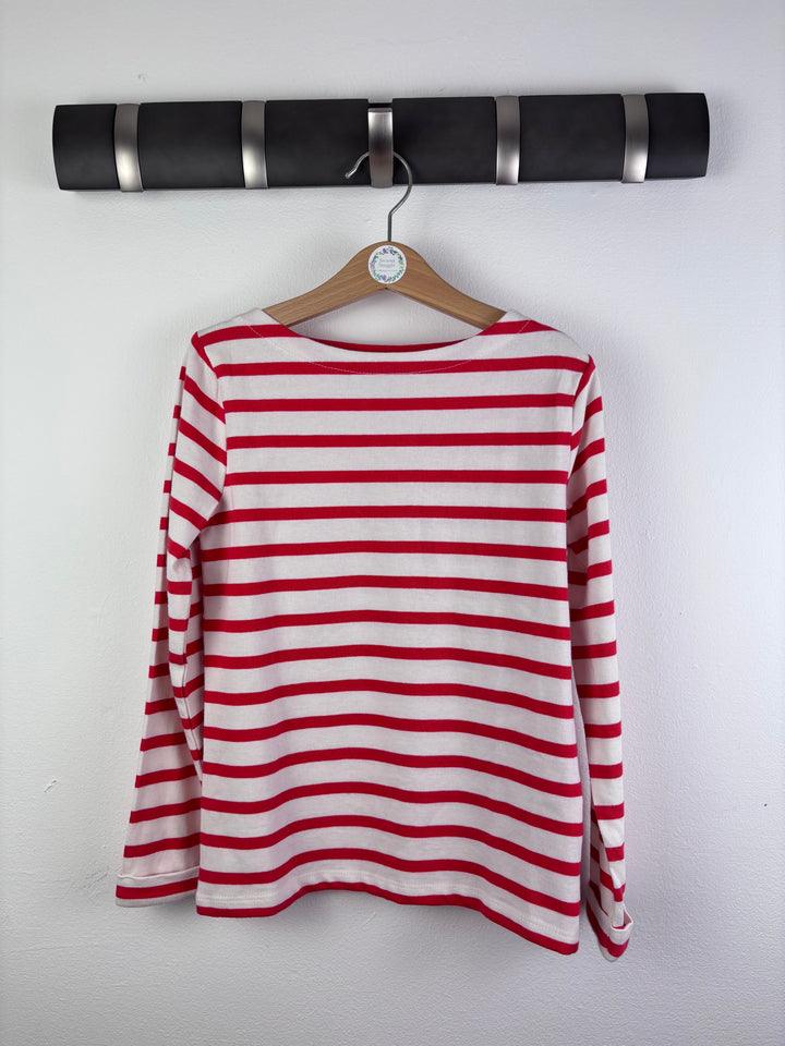 Boden Red White Breton Long Sleeve Top 6-7 Years