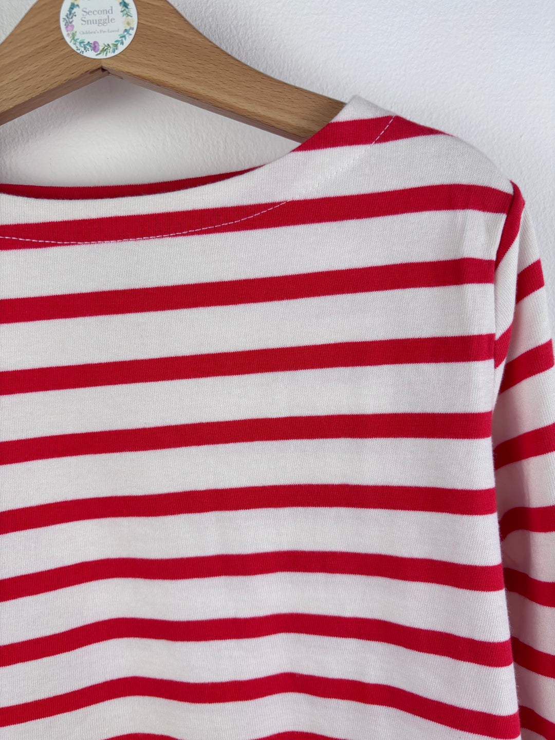 Boden Red White Breton Long Sleeve Top 6-7 Years