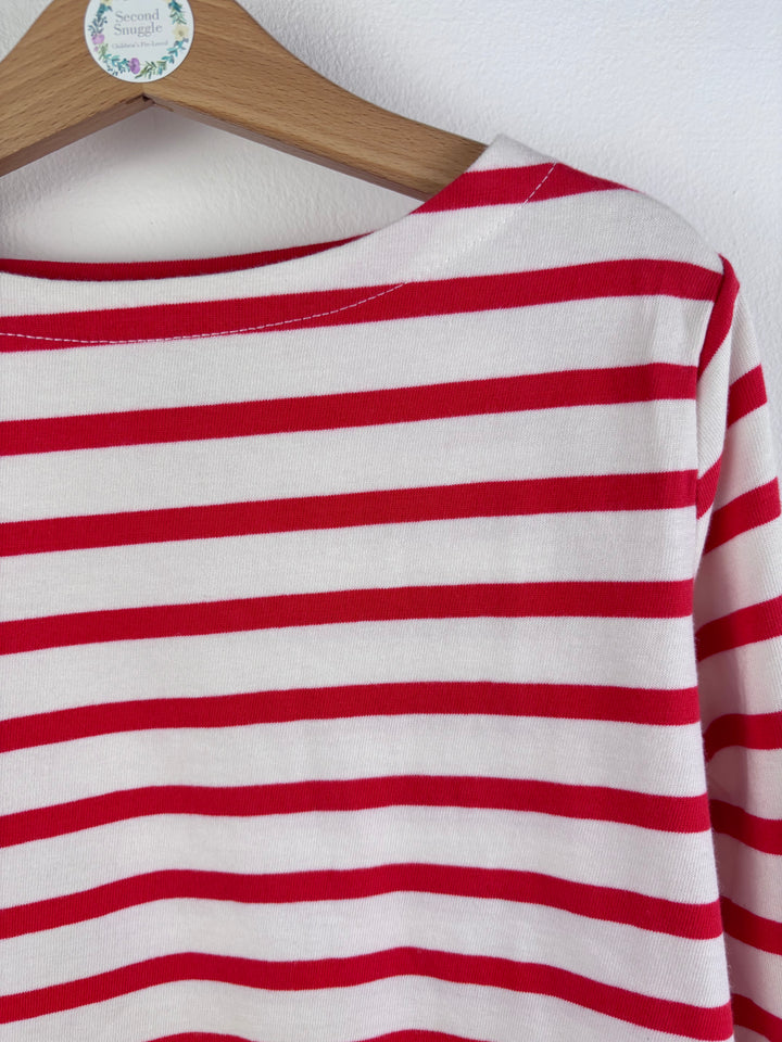 Boden Red White Breton Long Sleeve Top 6-7 Years