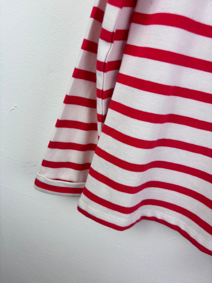 Boden Red White Breton Long Sleeve Top 6-7 Years