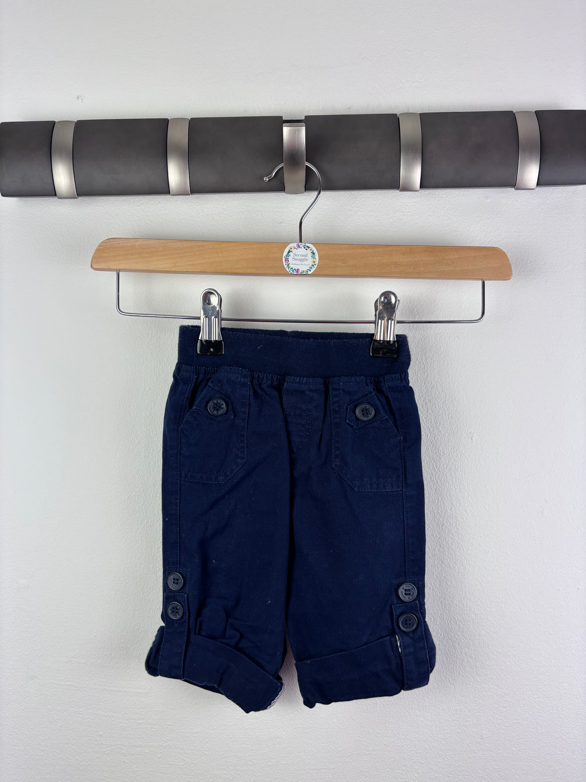 JoJo Maman Bébé Navy Roll Up Shorts 12-18 Months-Shorts-Second Snuggle Preloved