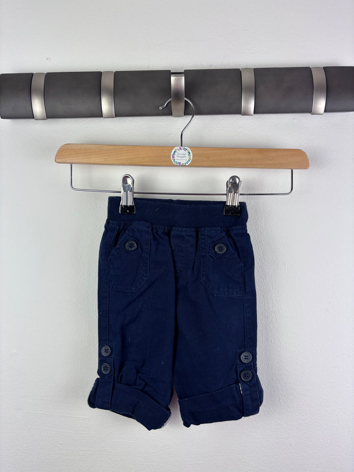 JoJo Maman Bébé Navy Roll Up Shorts 12-18 Months