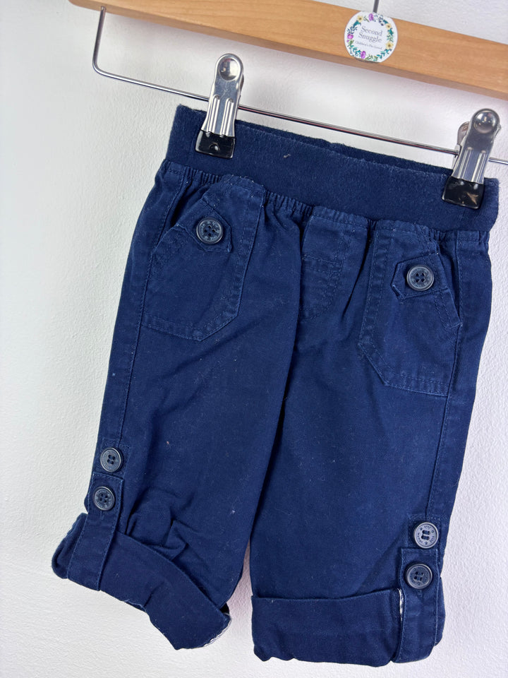JoJo Maman Bébé Navy Roll Up Shorts 12-18 Months