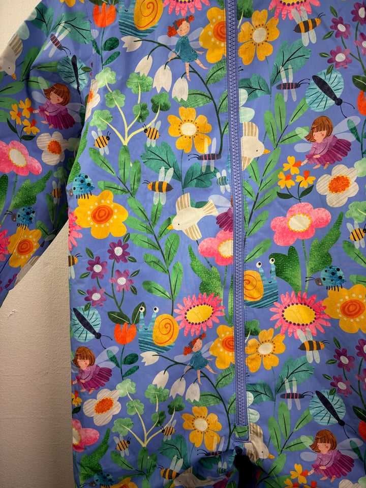 Next Blue Floral Fleece Lined Puddlesuit-Puddle Suits-Second Snuggle Preloved