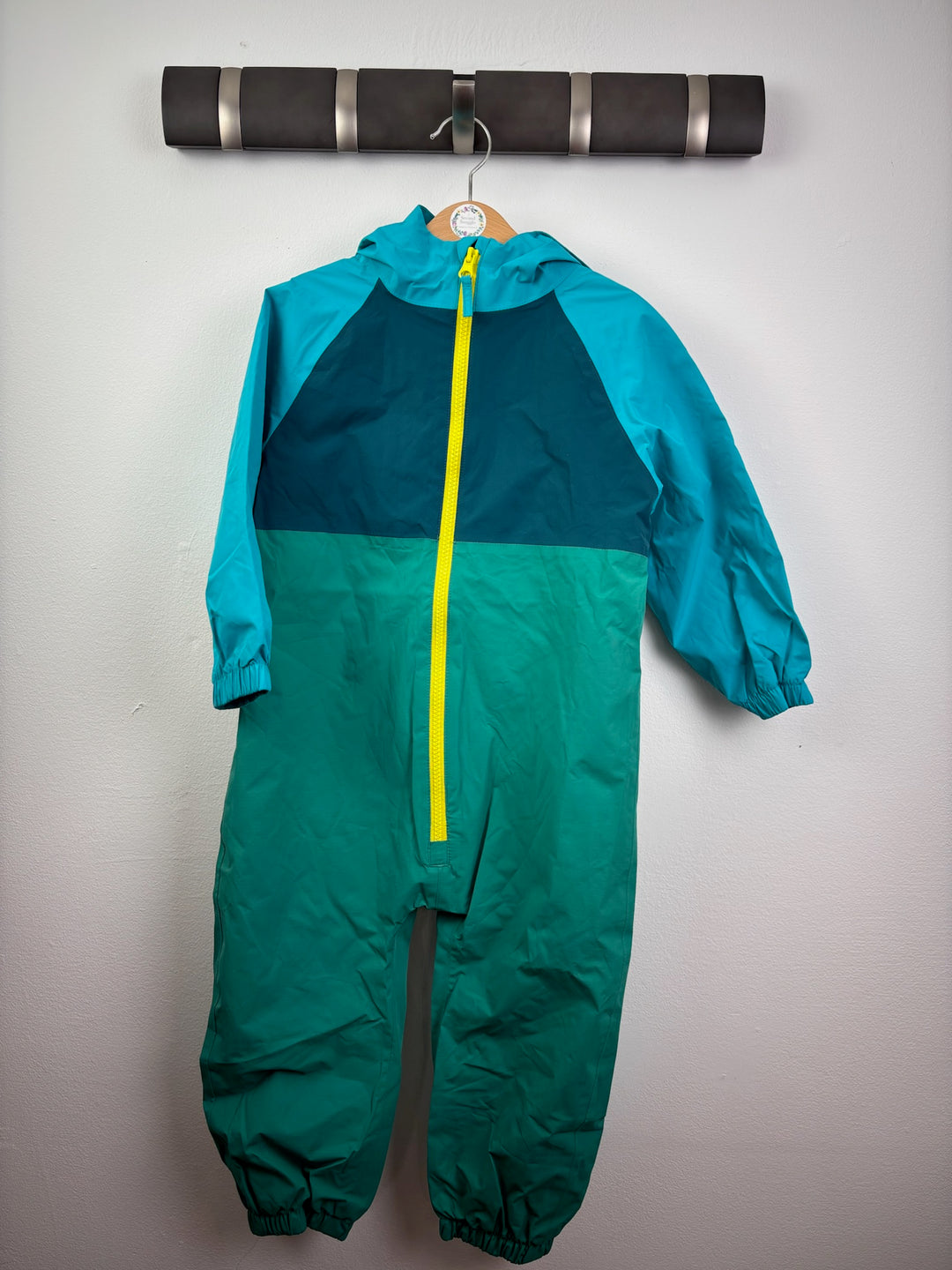 Next Teal Colour Block Fleece Lined Puddlesuit-Puddle Suits-Second Snuggle Preloved