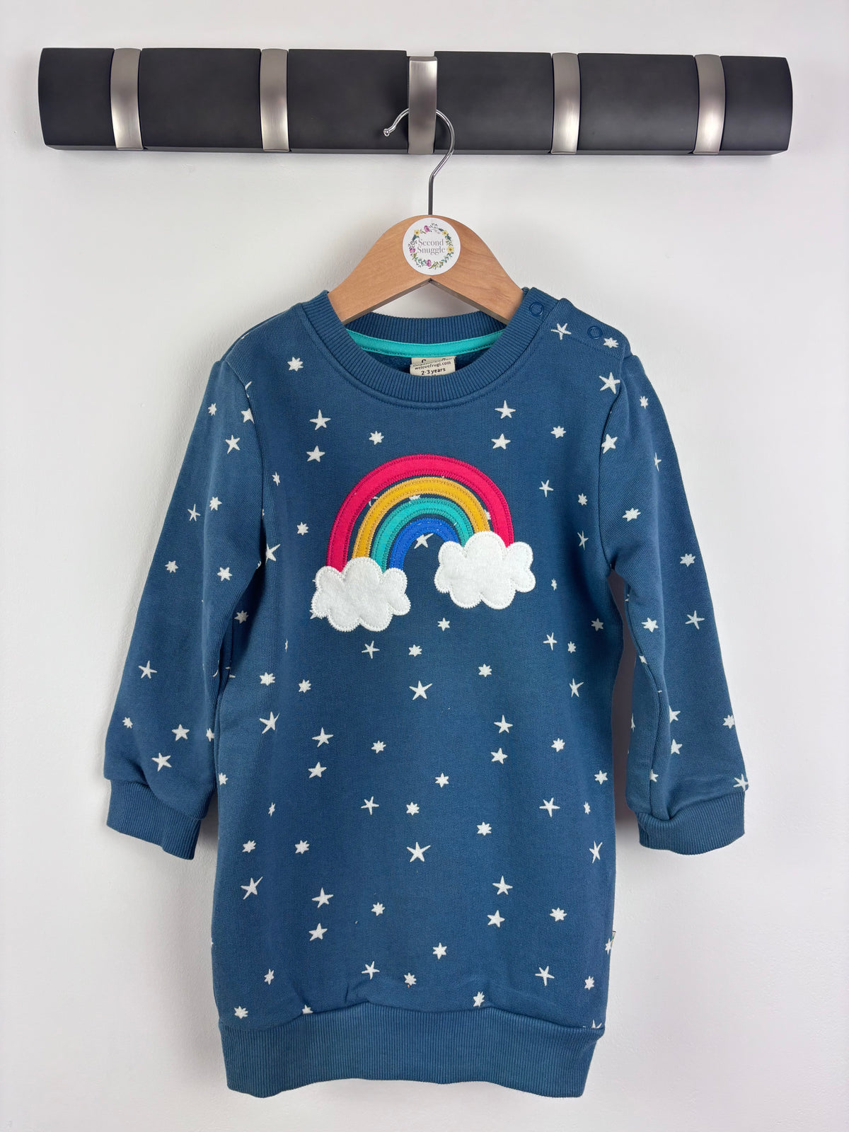 Frugi Rainbow & Stars Jumper Dress-Dresses-Second Snuggle Preloved