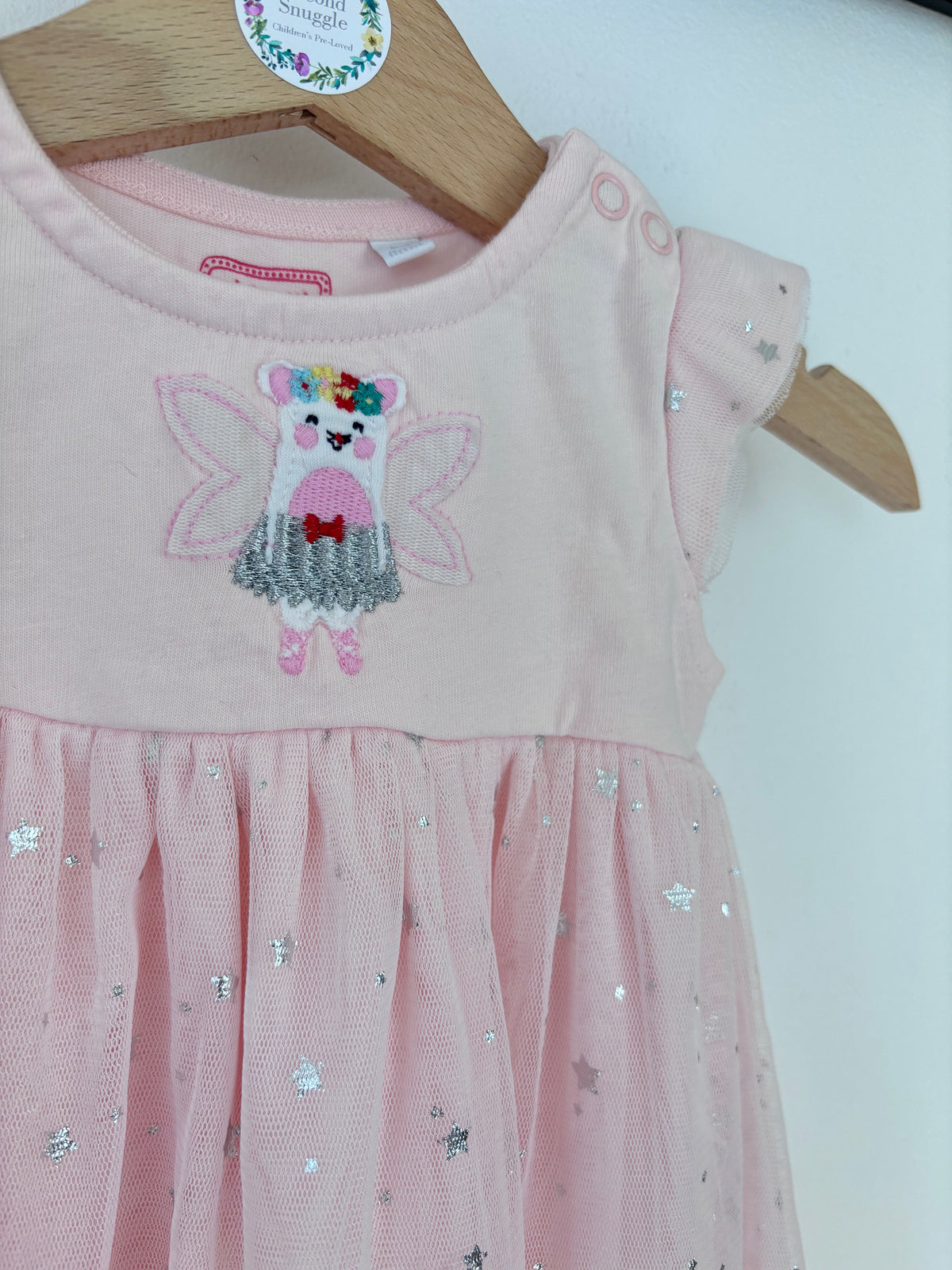 Blue Zoo Pink Fairy Tulle Dress With Silver Stars 0-3 Months-Dresses-Second Snuggle Preloved