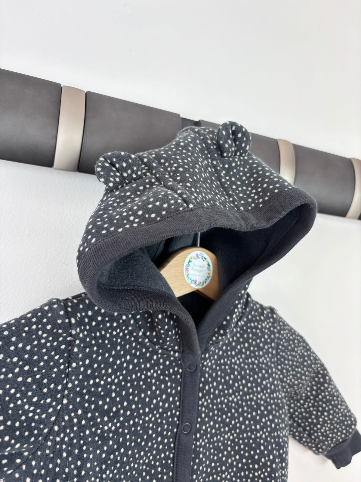 Next Navy Spot Fleece Lined Hooded Jacket Up To 3 Months-Jackets-Second Snuggle Preloved