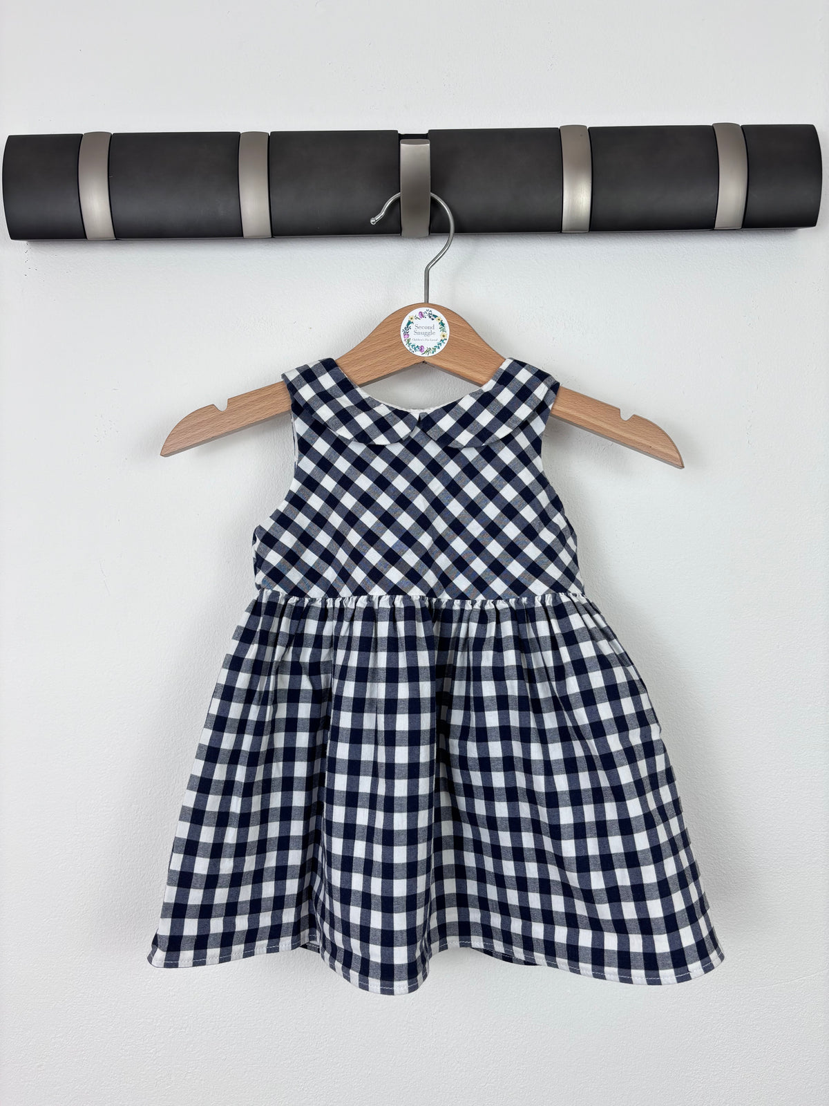Next Navy Gingham Check Dress Up To 3 Months-Dresses-Second Snuggle Preloved