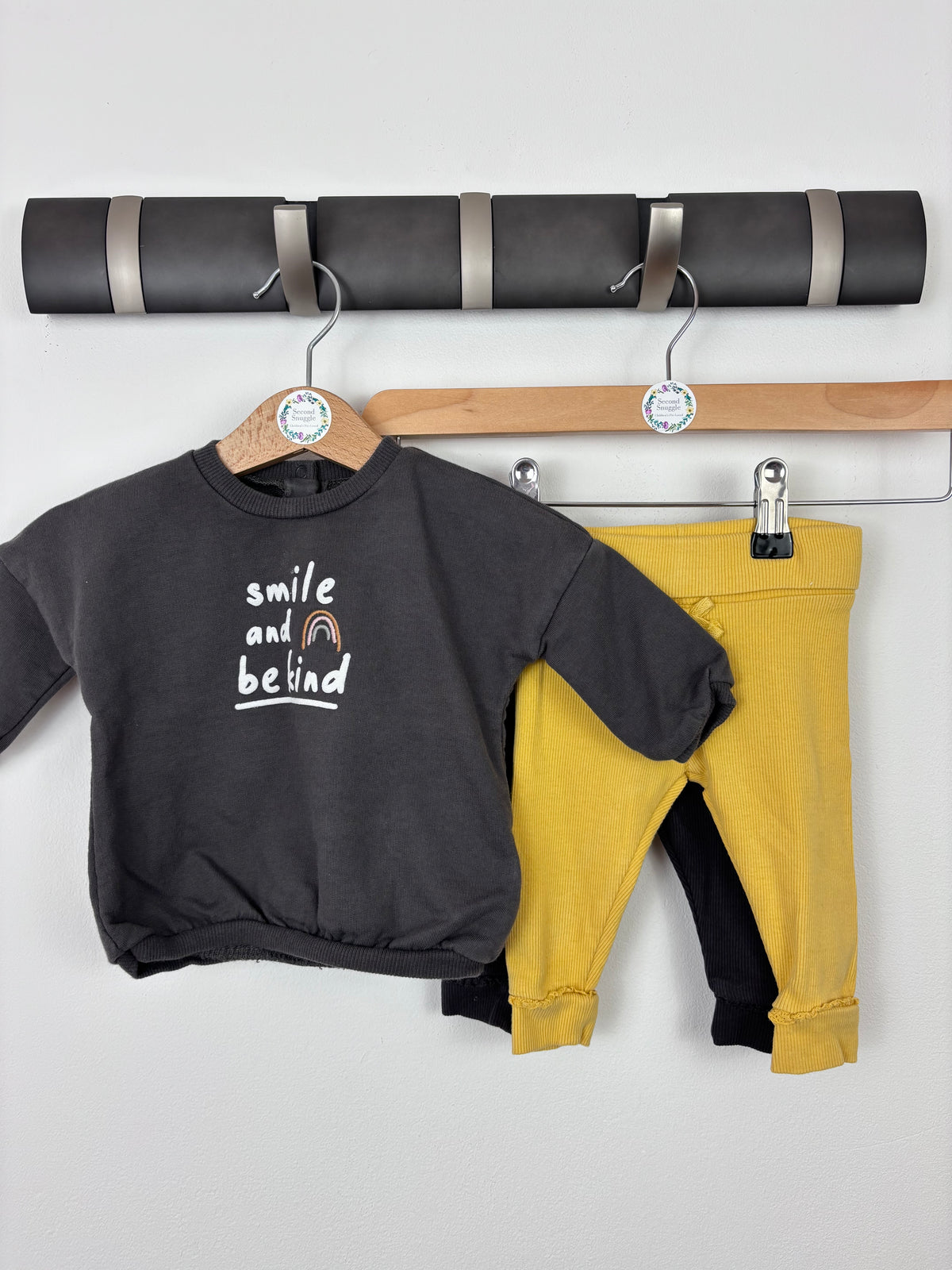 Next Charcoal Sweatshirt & Two Leggings Set Up To 3 Months-Sets-Second Snuggle Preloved