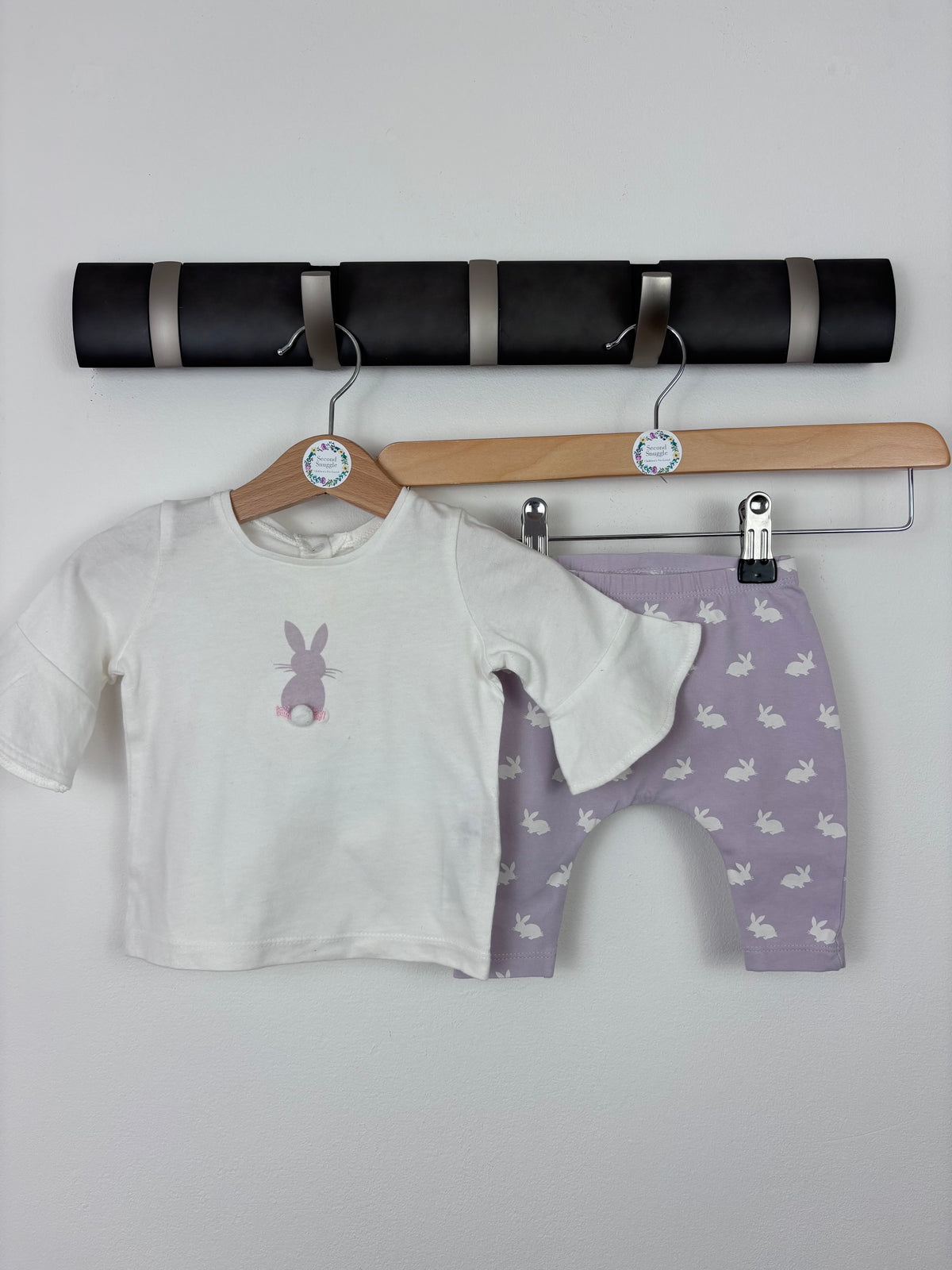 Next White & Lilac Bunny Top & Leggings Set Up To 3 Months-Sets-Second Snuggle Preloved