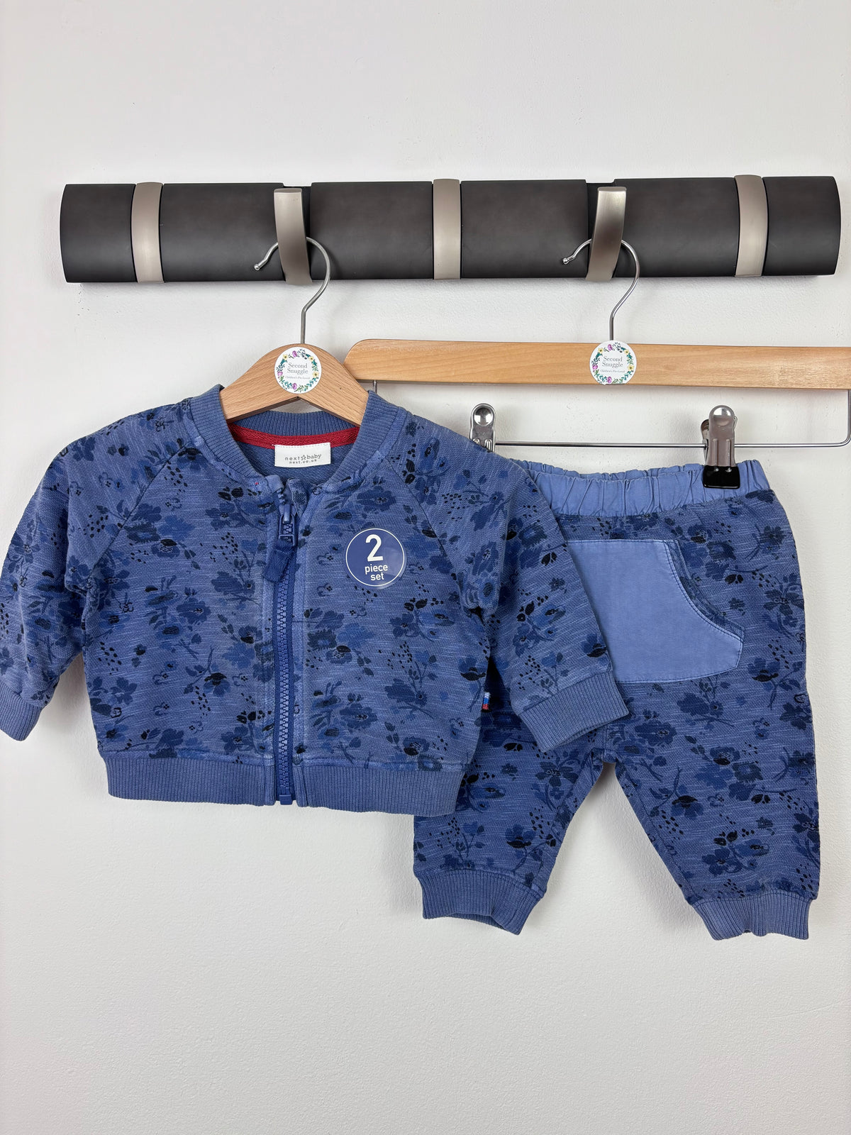 Next Blue Floral Zip Jacket & Joggers Set Up To 3 Months-Sets-Second Snuggle Preloved