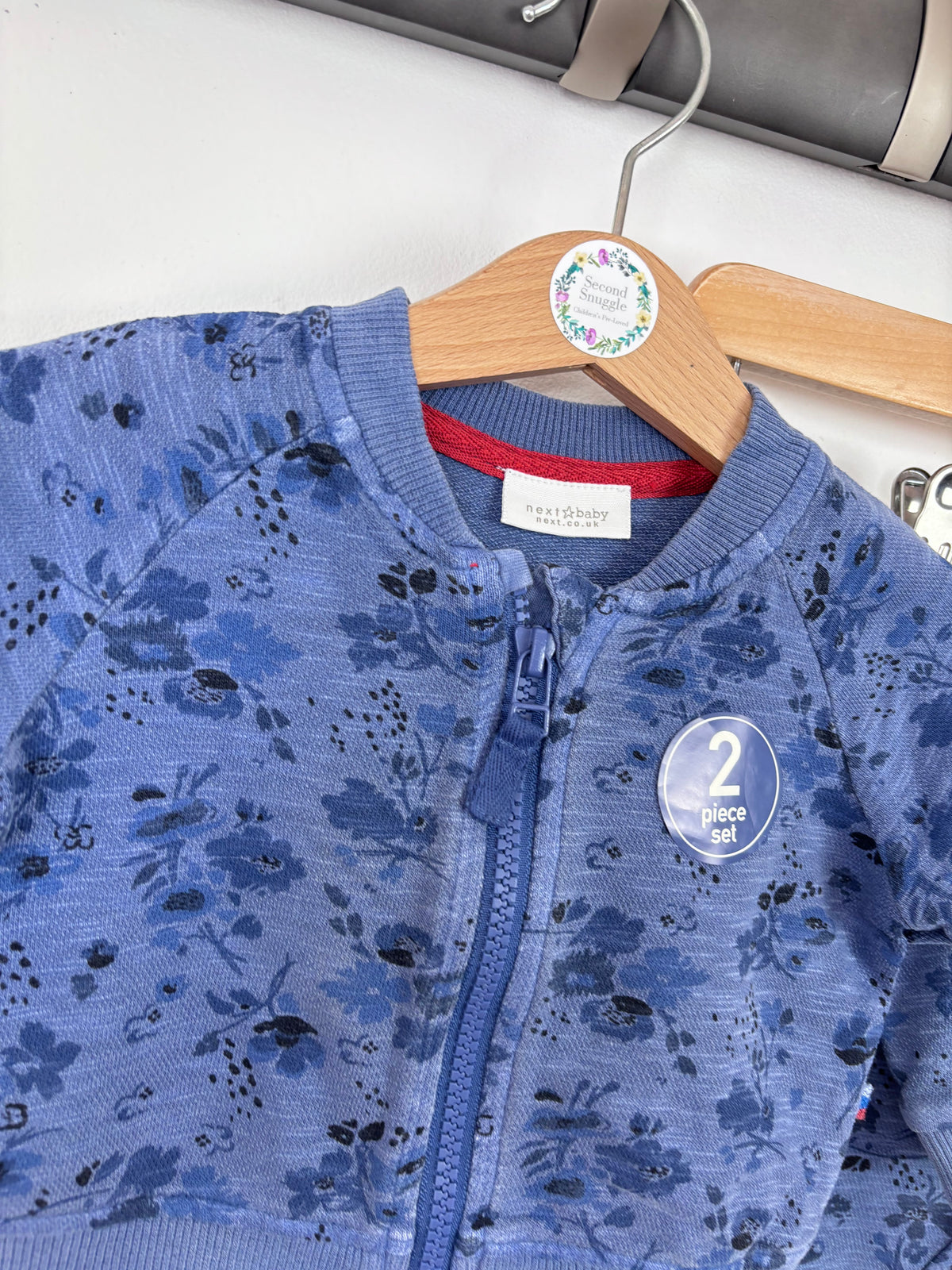 Next Blue Floral Zip Jacket & Joggers Set Up To 3 Months-Sets-Second Snuggle Preloved
