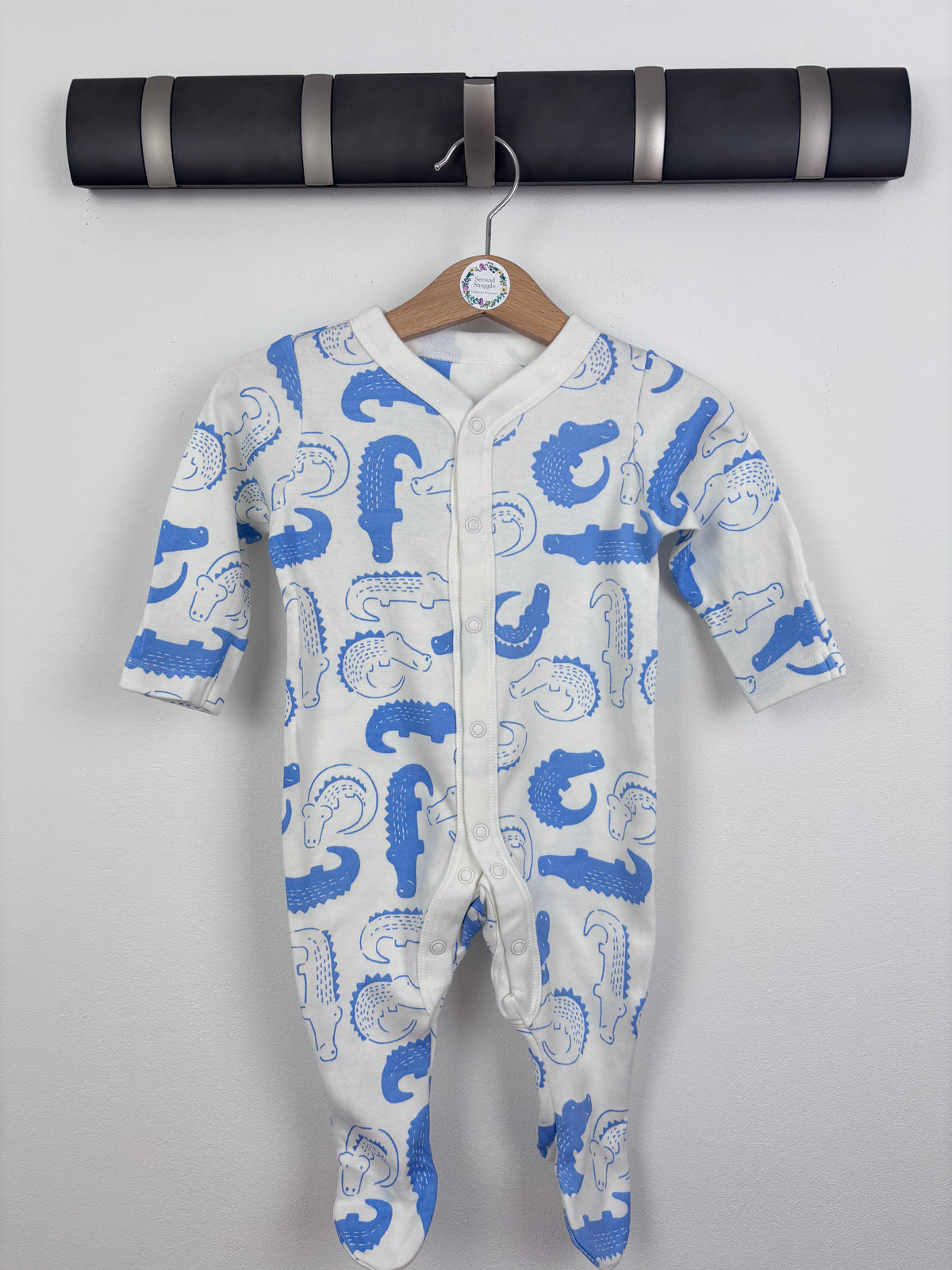 M&S Blue Crocodile Sleepsuit Up To 1 Month-Sleepsuits-Second Snuggle Preloved