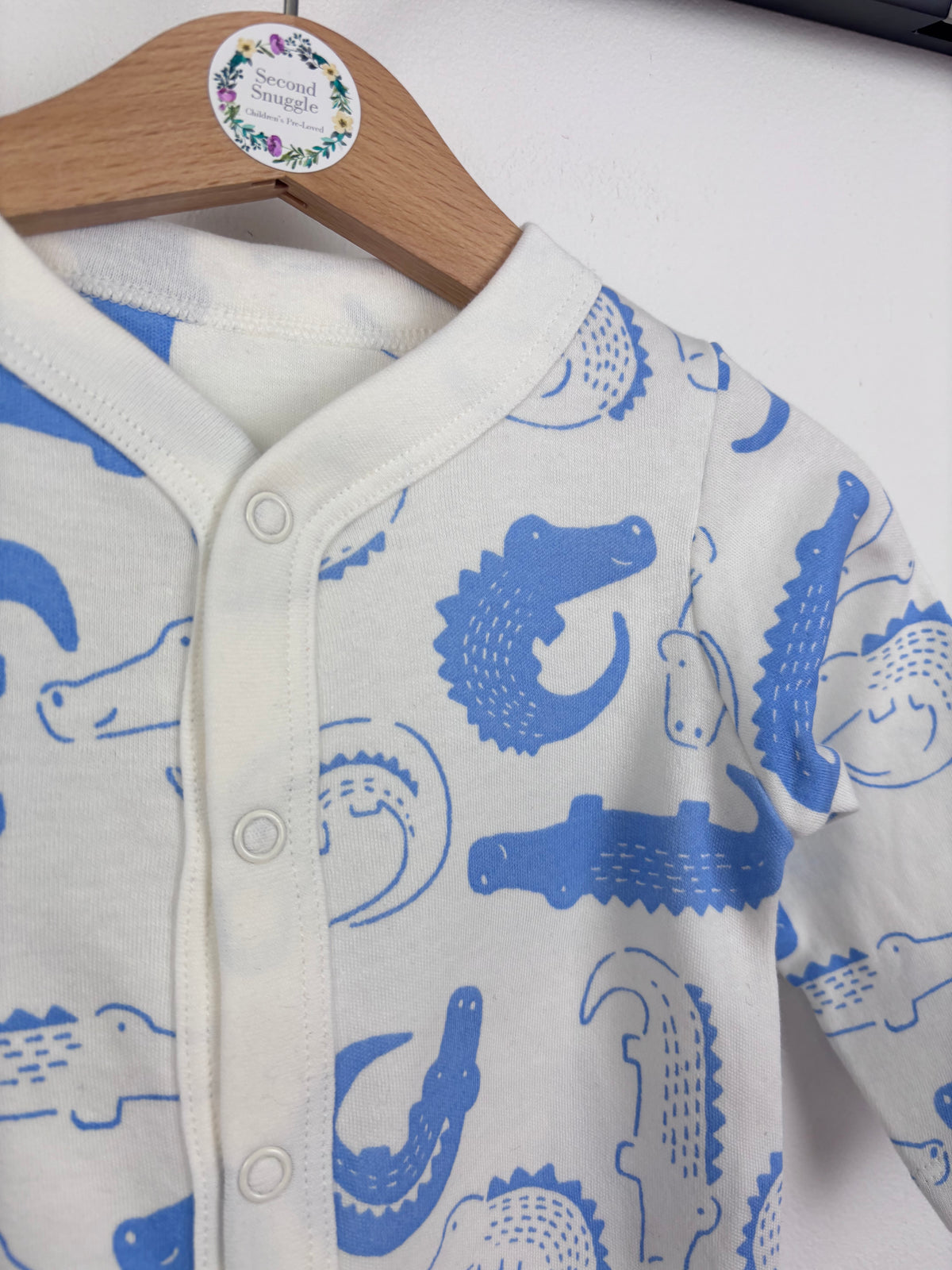 M&S Blue Crocodile Sleepsuit Up To 1 Month-Sleepsuits-Second Snuggle Preloved