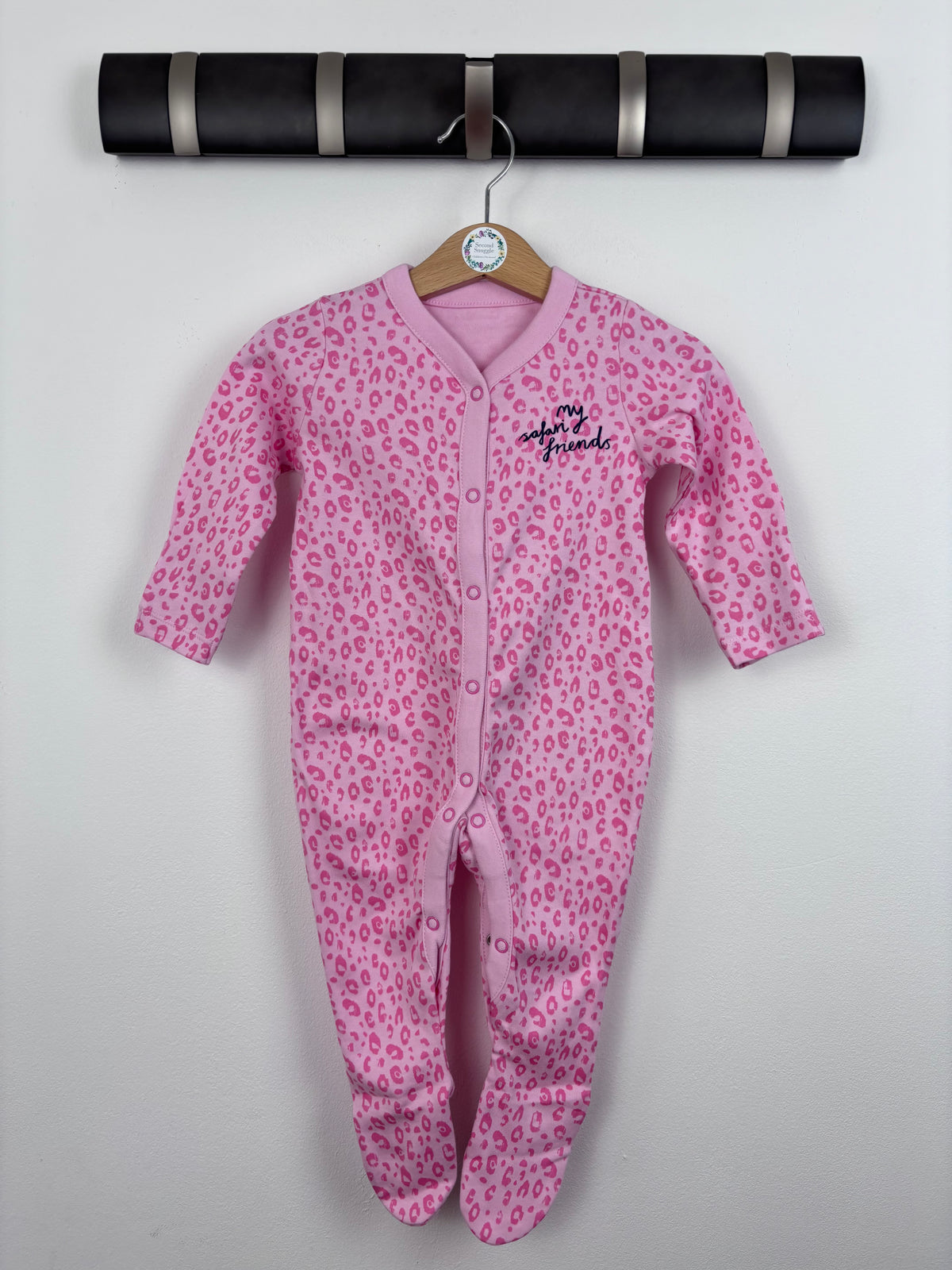 Mothercare Pink Leopard Print Sleepsuit-Sleepsuits-Second Snuggle Preloved