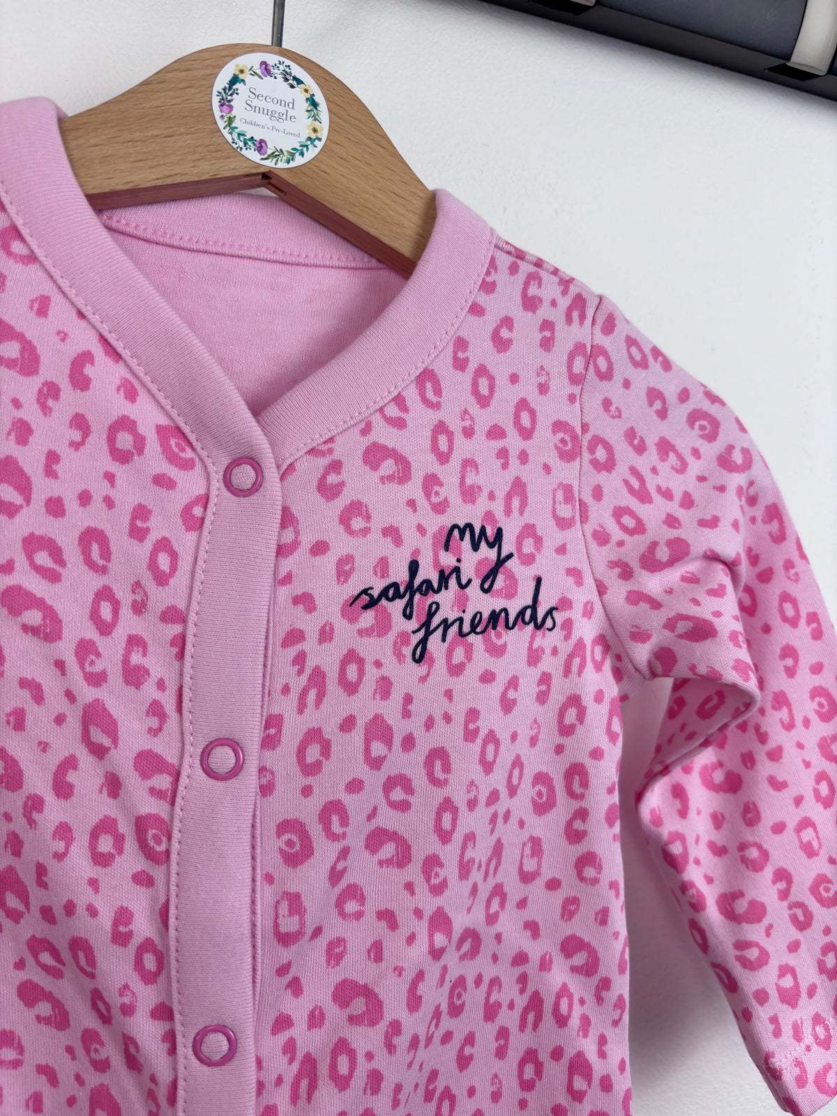 Mothercare Pink Leopard Print Sleepsuit-Sleepsuits-Second Snuggle Preloved
