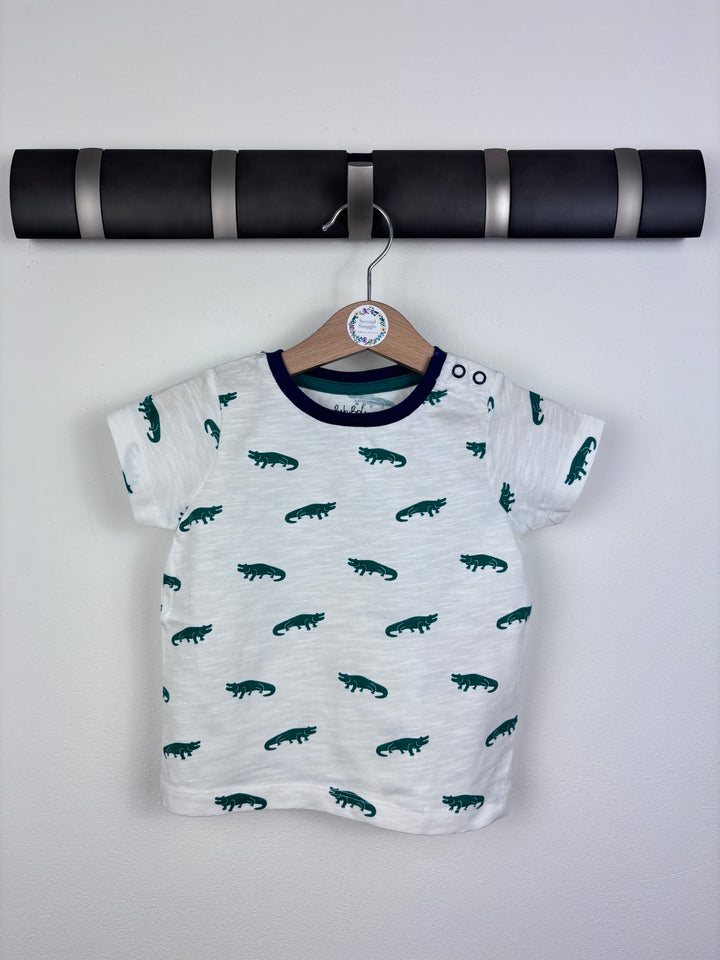 Baby Boden White Crocodile Print T-Shirt