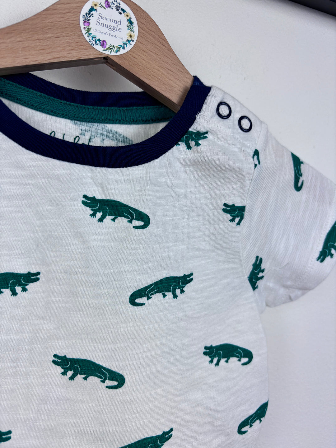 Baby Boden White Crocodile Print T-Shirt
