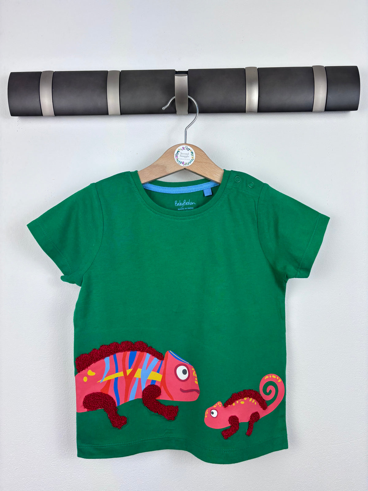 Boden Green Chameleon Appliqué T-Shirt 12-18 Months-Tops-Second Snuggle Preloved