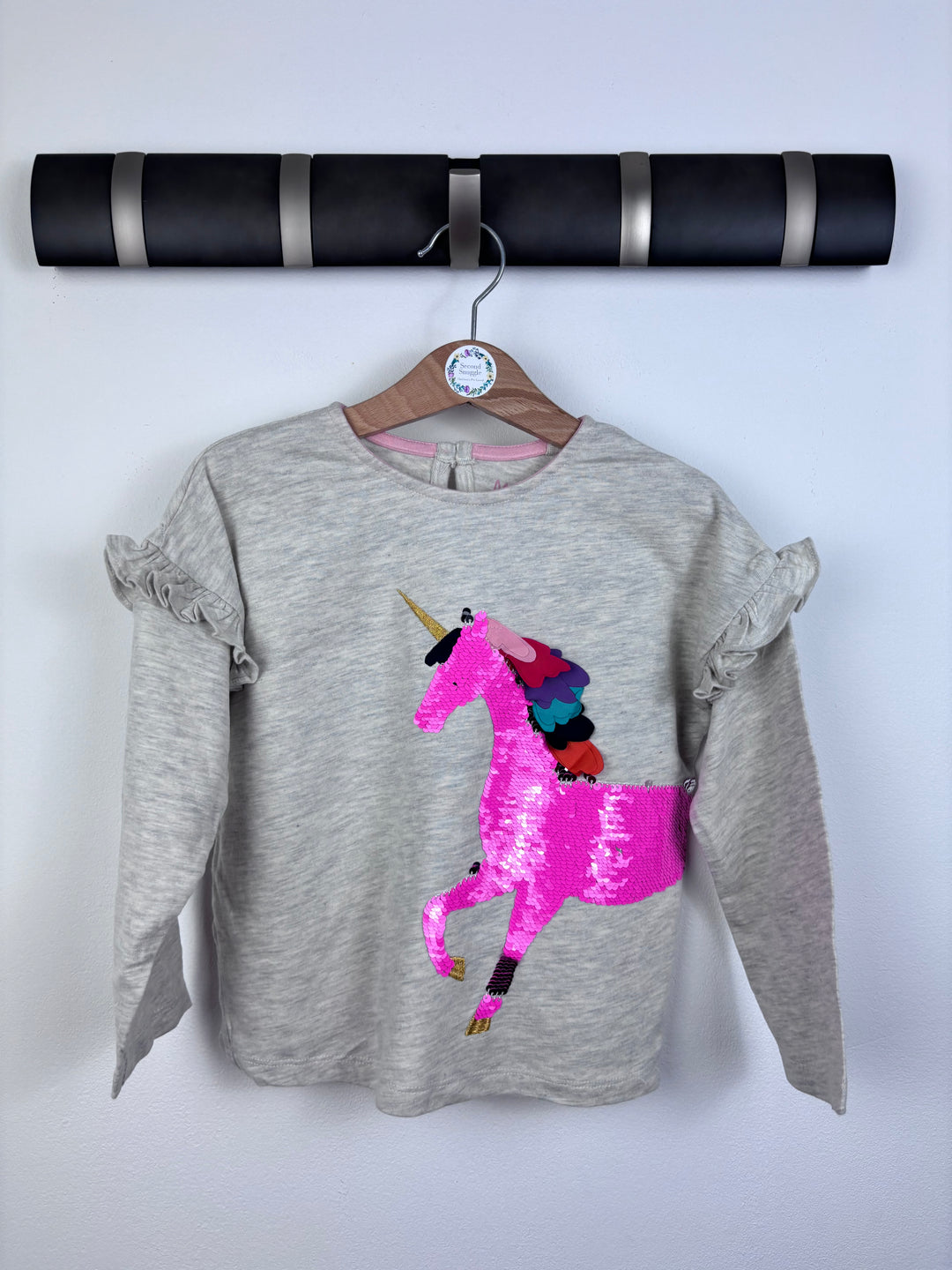 Mini Boden Pink Unicorn Sequin Top 6-7 Years-Tops-Second Snuggle Preloved