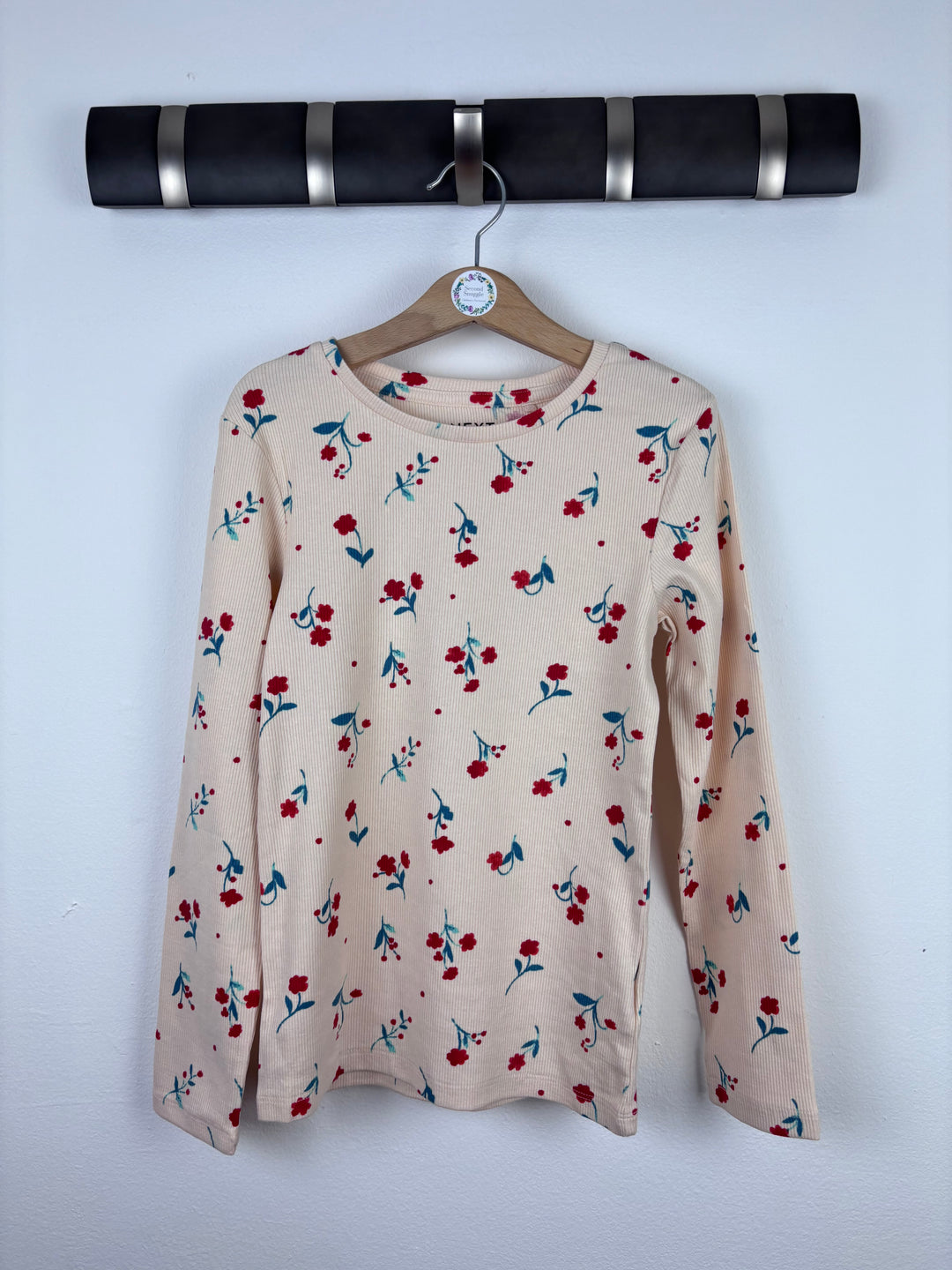 Next Long Sleeve Top Cream Floral Ribbed Multiple Sizes-Tops-Second Snuggle Preloved
