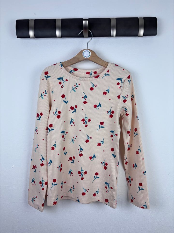 Next Long Sleeve Top Cream Floral Ribbed Multiple Sizes-Tops-Second Snuggle Preloved