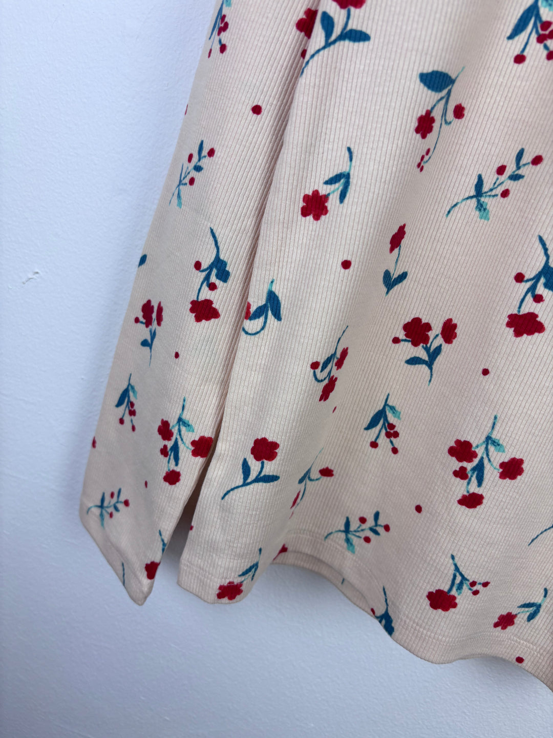 Next Long Sleeve Top Cream Floral Ribbed Multiple Sizes-Tops-Second Snuggle Preloved