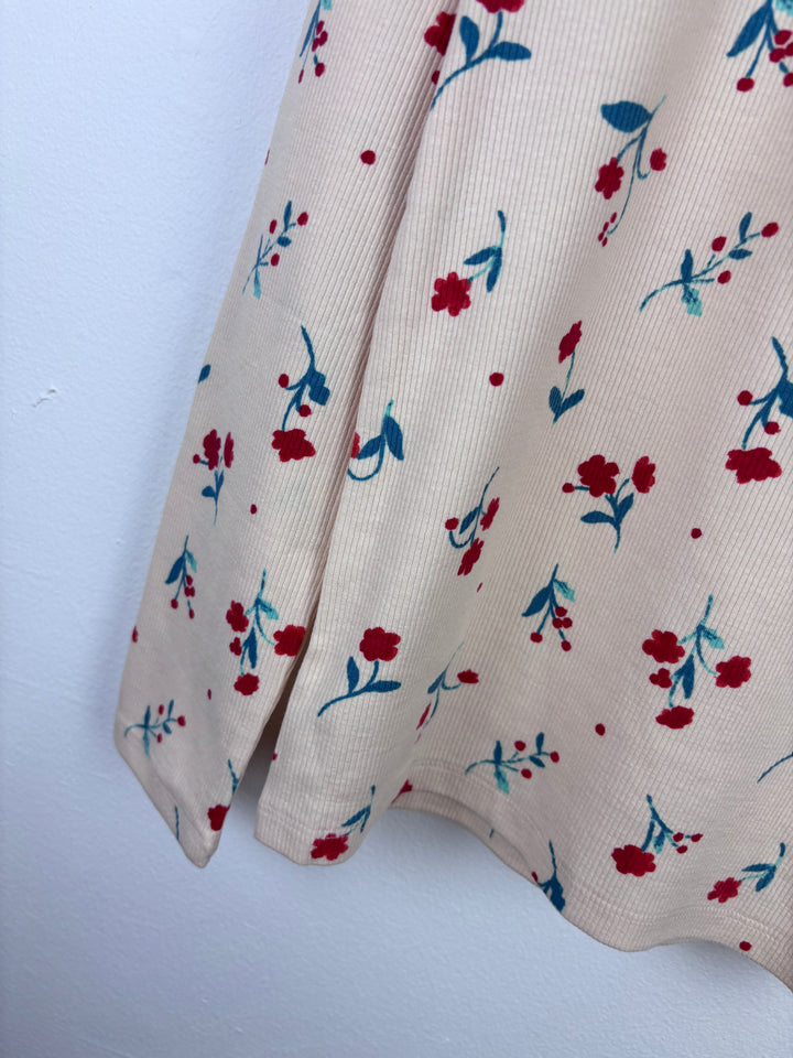 Next Long Sleeve Top Cream Floral Ribbed Multiple Sizes-Tops-Second Snuggle Preloved