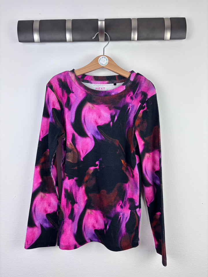Next Long Sleeve Top Pink Black Print Multiple Sizes-Tops-Second Snuggle Preloved