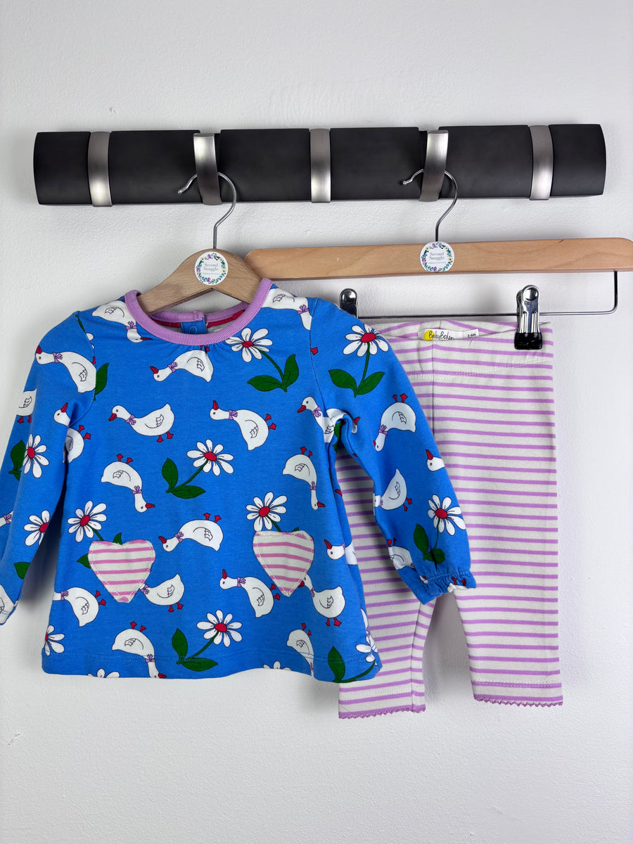 Baby Boden Goose and Daisy Top with Stripe Leggings 3–6 Months-Tops-Second Snuggle Preloved