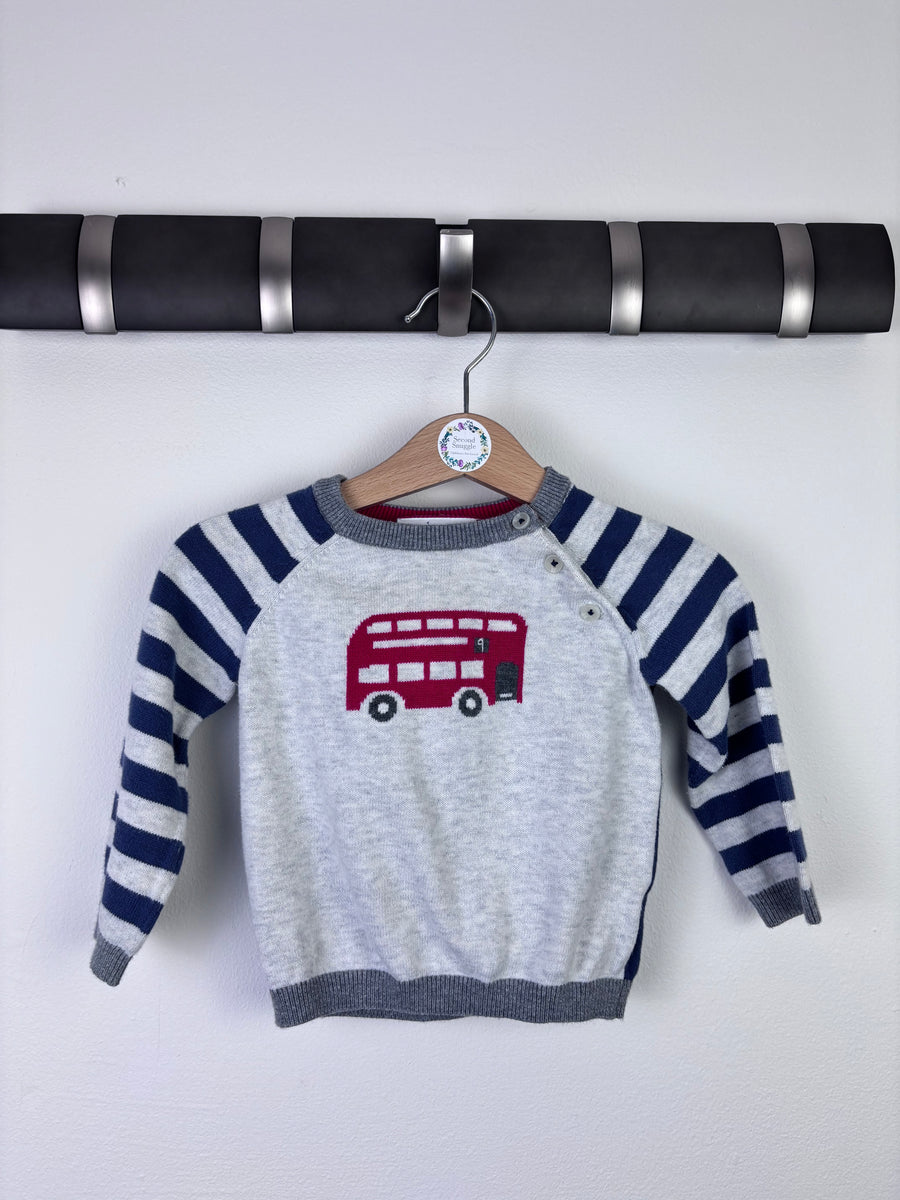 The Little White Company London Bus Knit Jumper 6-9 Months-Jumpers-Second Snuggle Preloved