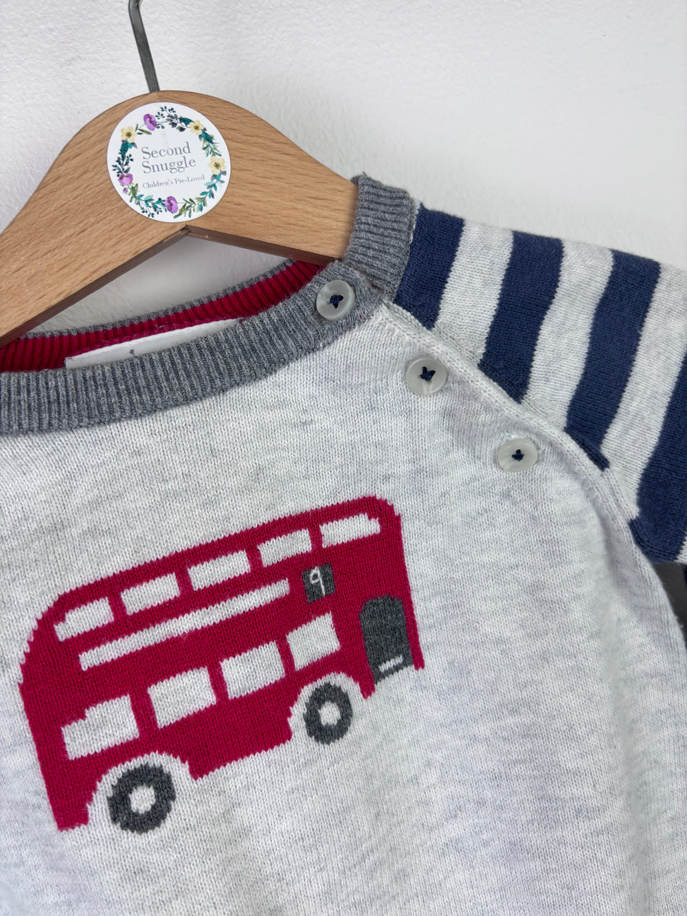 The Little White Company London Bus Knit Jumper 6-9 Months-Jumpers-Second Snuggle Preloved