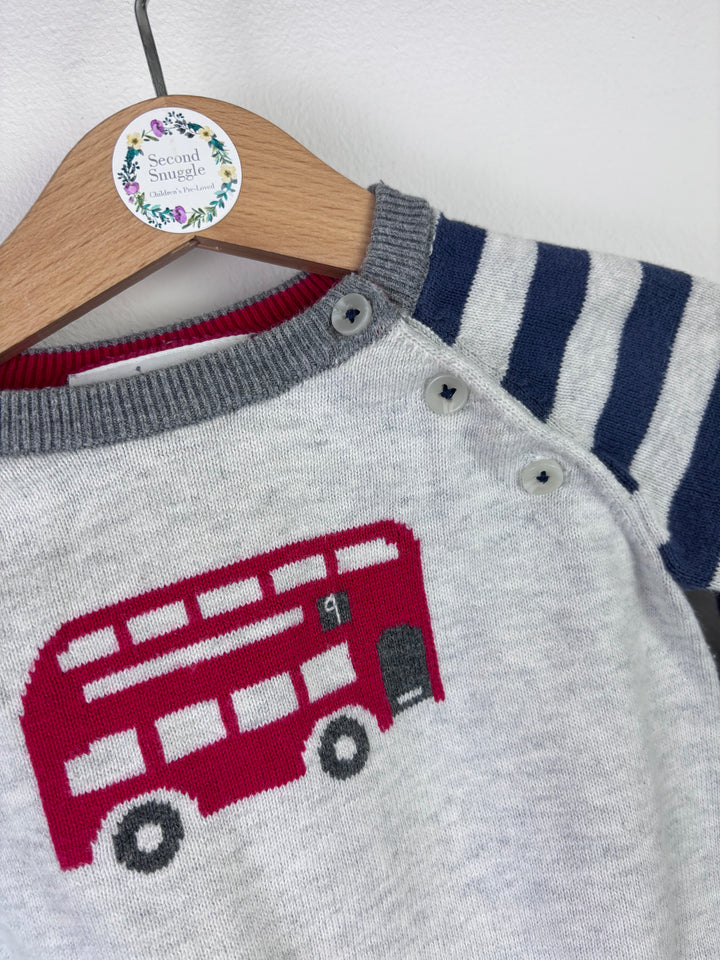 The Little White Company London Bus Knit Jumper 6-9 Months-Jumpers-Second Snuggle Preloved