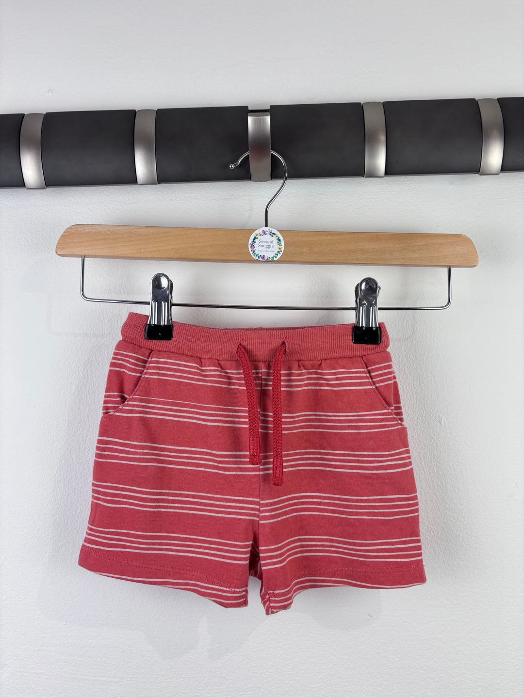 John Lewis Coral Stripe Shorts 12-18 Months-Shorts-Second Snuggle Preloved