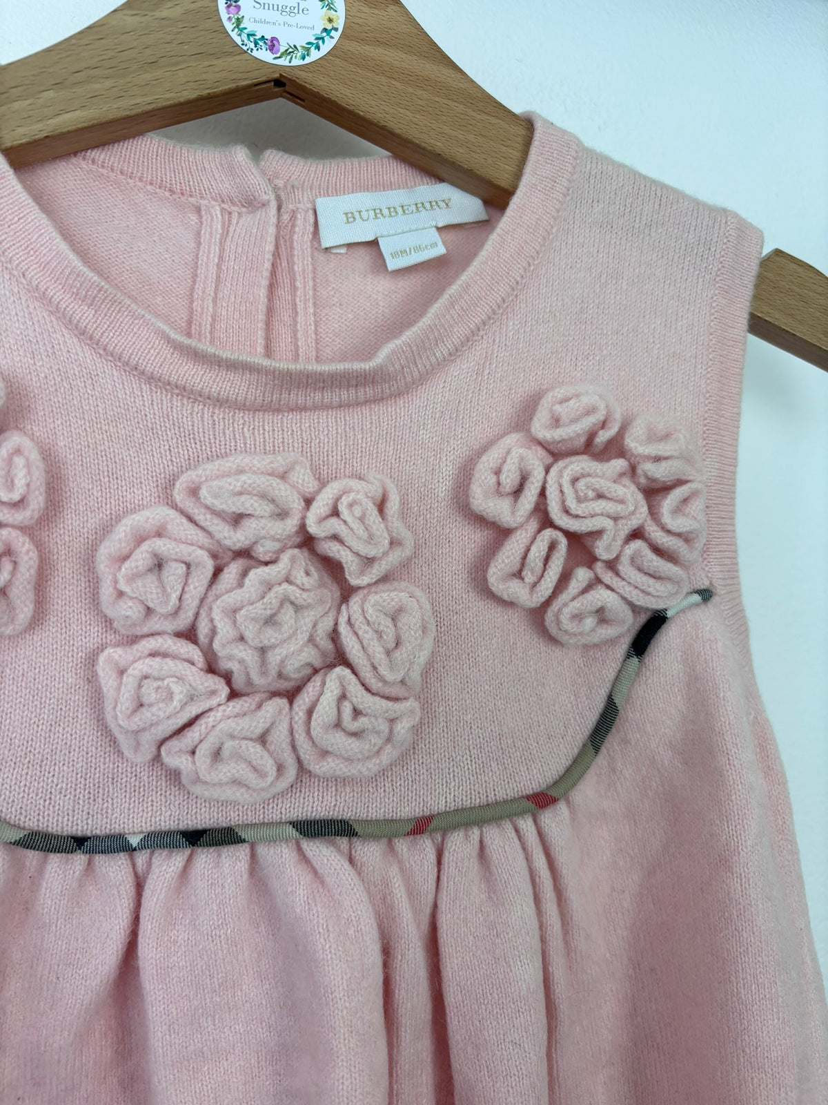 Burberry Pink Cashmere Floral Detail Dress 18 Months-Dresses-Second Snuggle Preloved