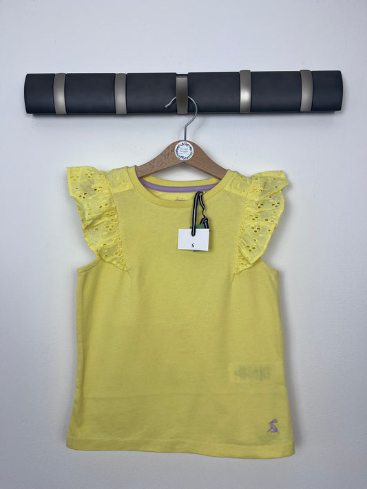 Joules Yellow Flutter Sleeve T-Shirt-Tops-Second Snuggle Preloved
