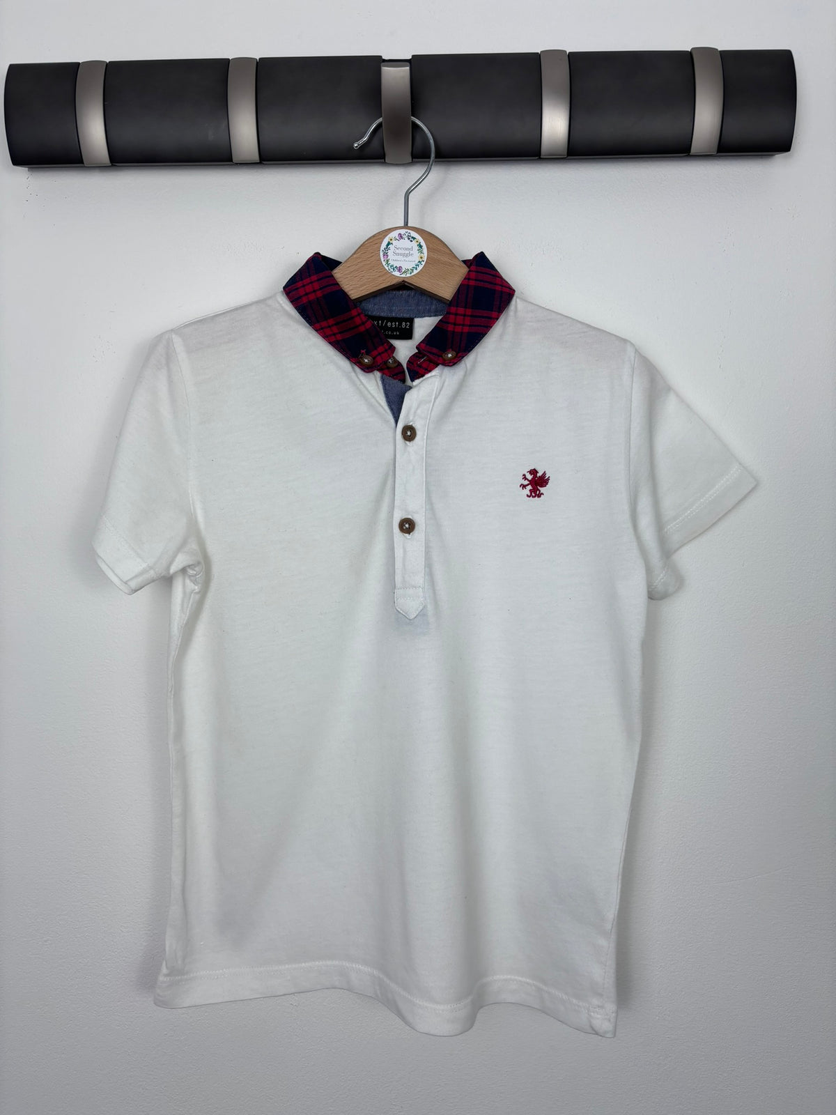 Next White Tartan Collar Polo Shirt 4-5 Years-Tops-Second Snuggle Preloved