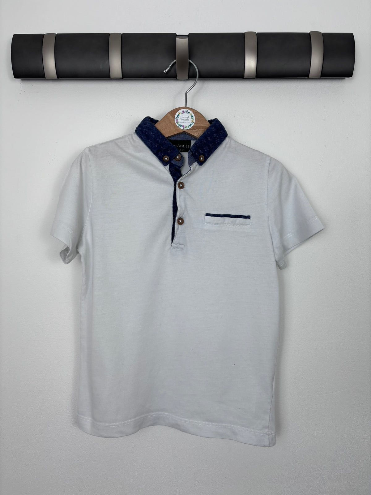 Next White Navy Collar Polo Shirt 4 Years-Tops-Second Snuggle Preloved